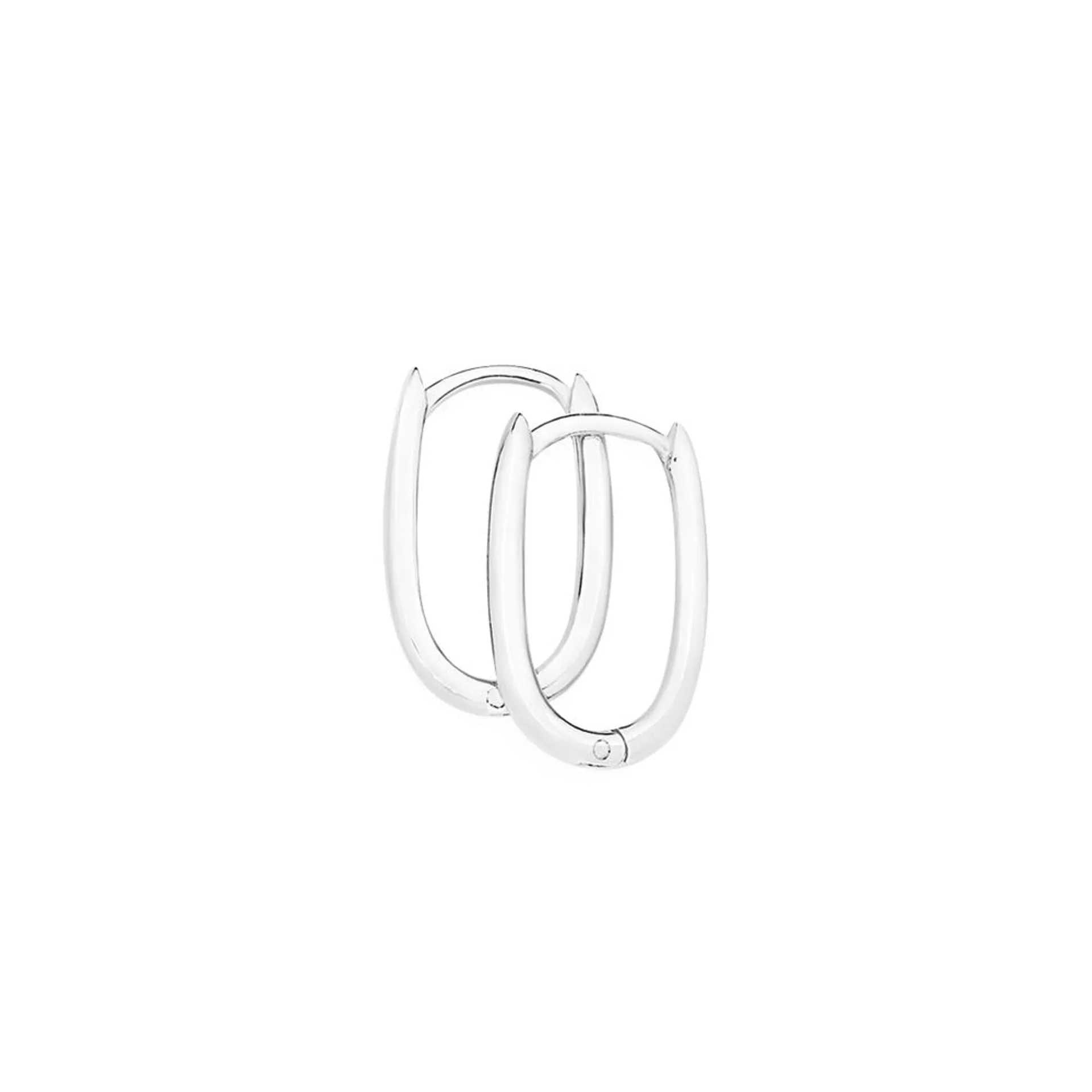 Silver Elongated Fine Huggie Earrings