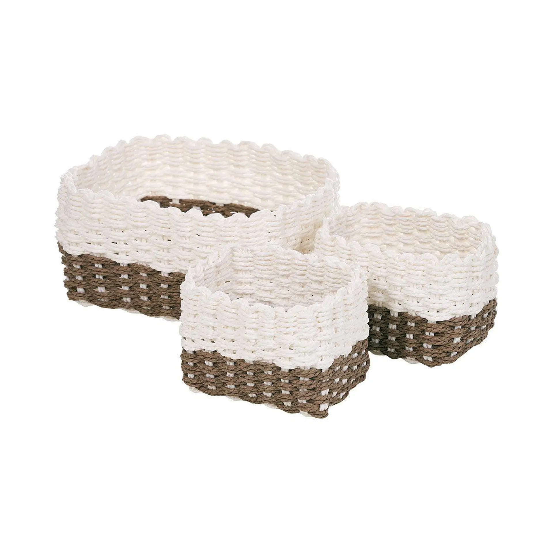 3pc Colour Block Paper Baskets Beige