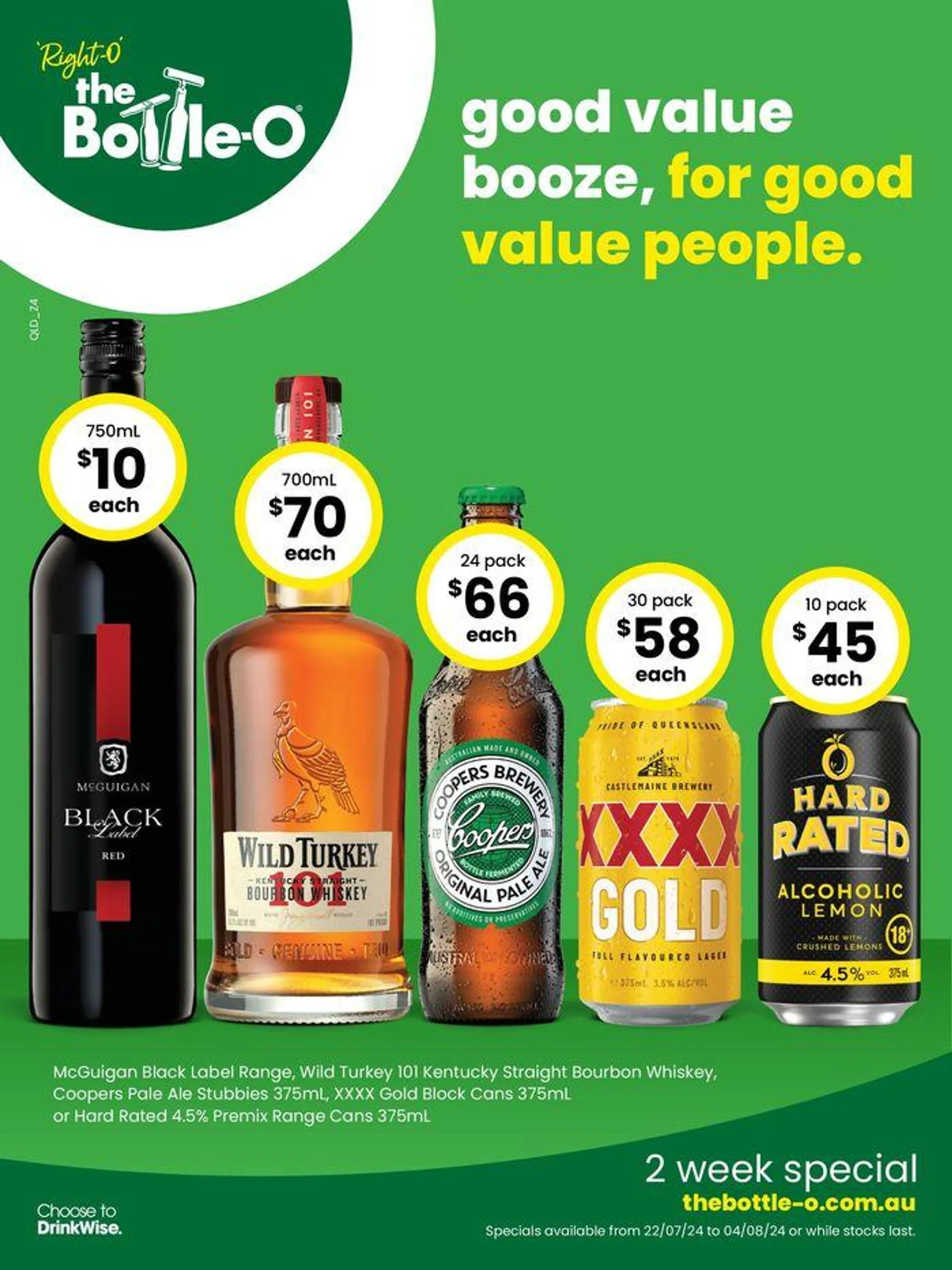 Good Value Booze, For Good Value People 22/07 - Catalogue valid from 22 July to 4 August 2024 - page 1