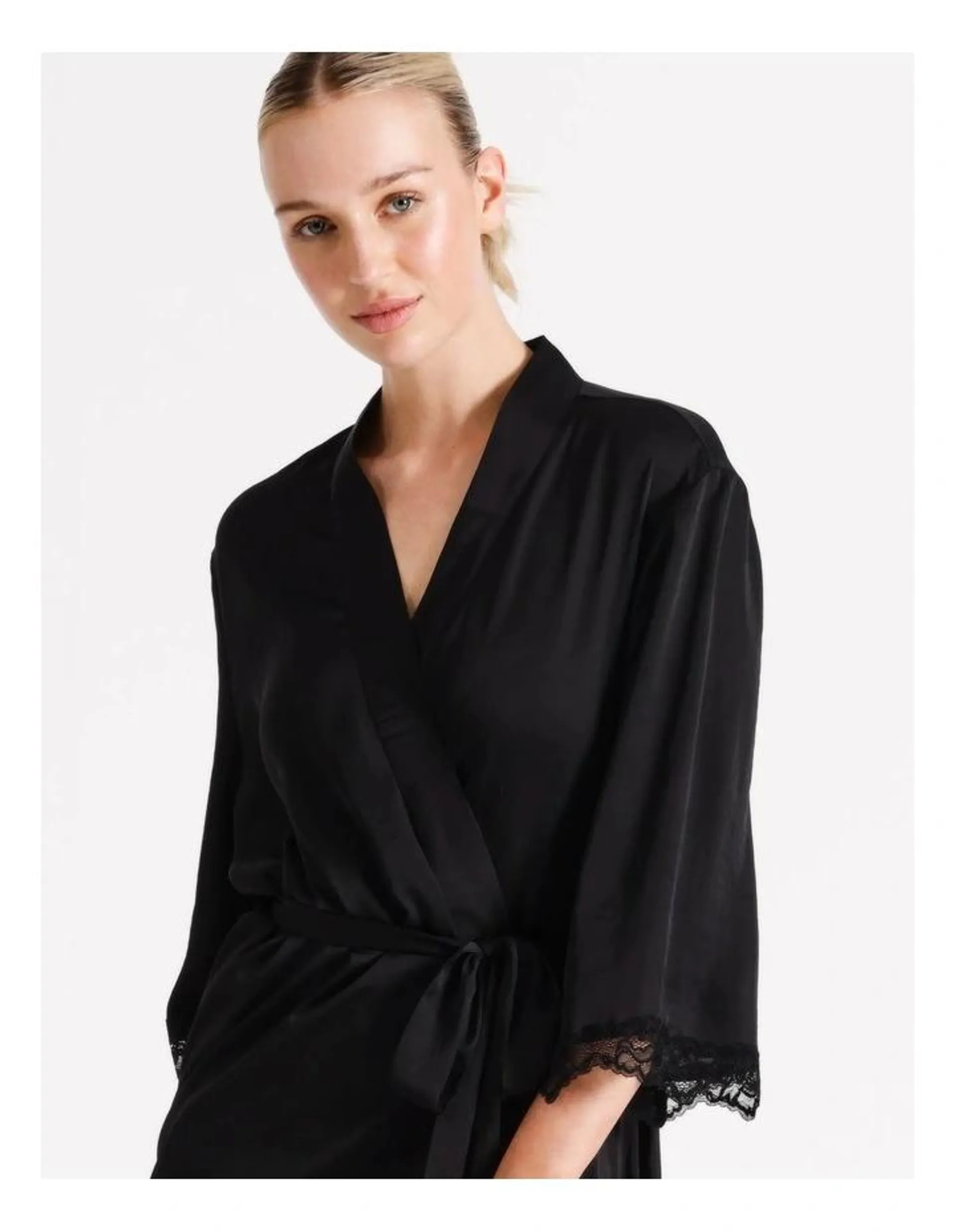 Signature Satin Robe in Black