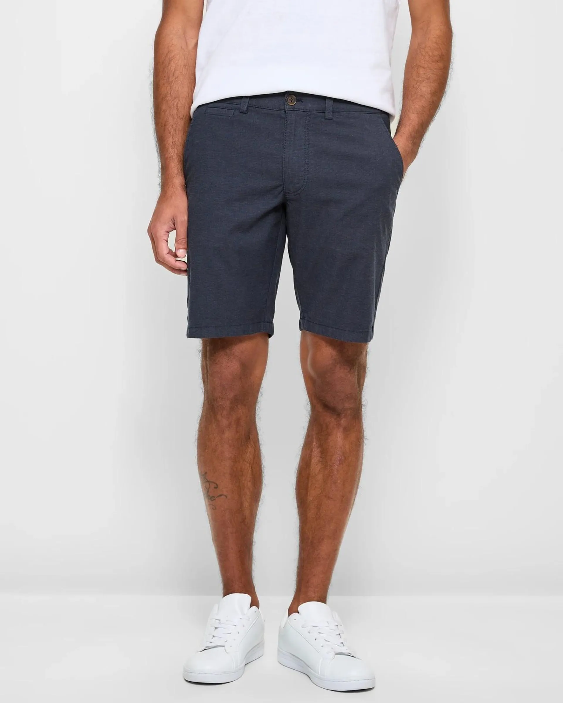 Australian Cotton Regular Stretch Chino Shorts - Navy Blue