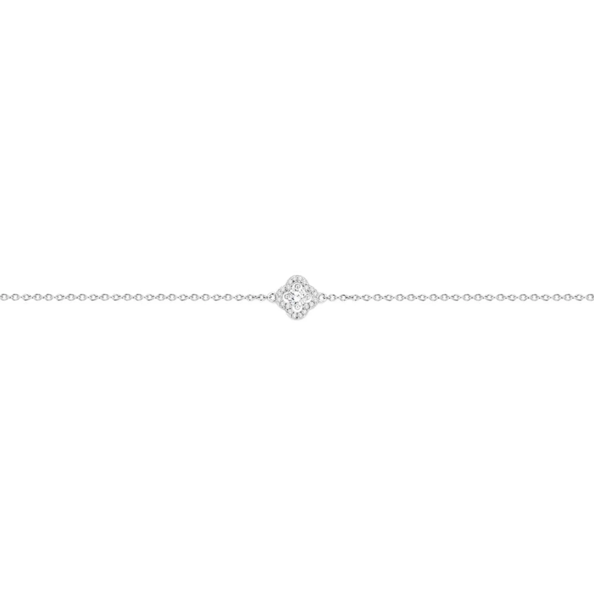 Silver 19cm CZ & Clover Bracelet