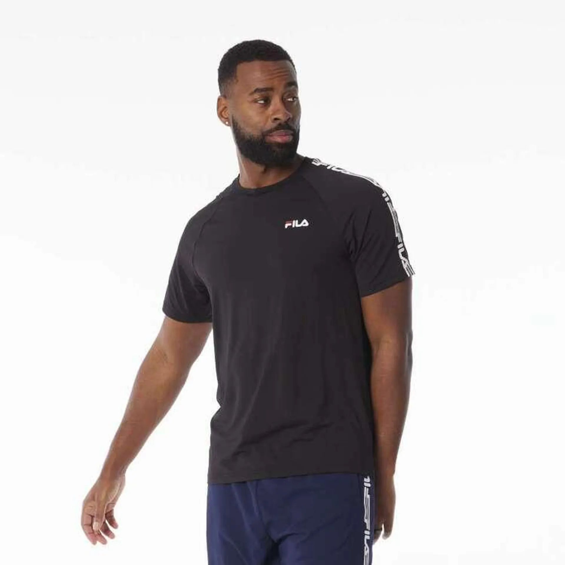 FILA Men's Tony Quick Dry Tee With Taping Black