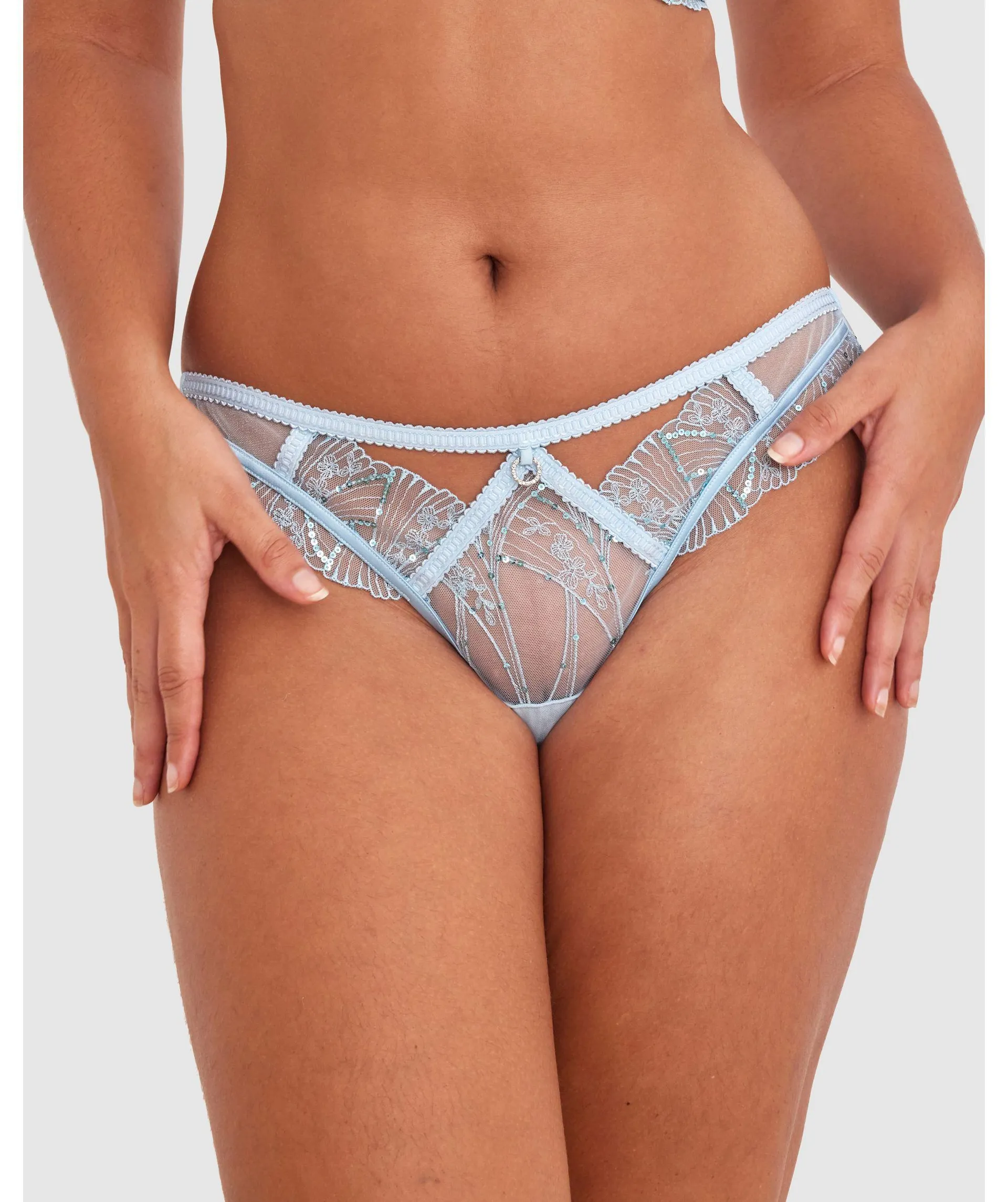 Enchanted Fonda High Leg Brazilian Knicker - Light Blue