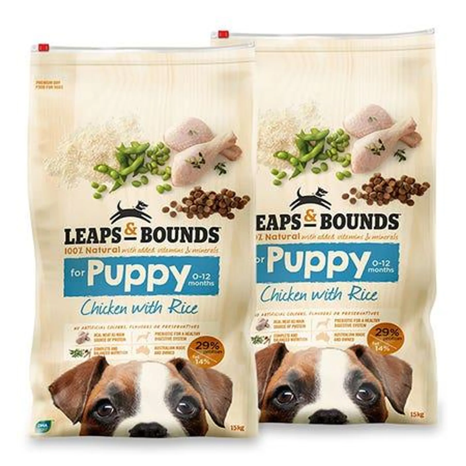 Leaps & Bounds Chicken & Rice Puppy Food 15kgx2