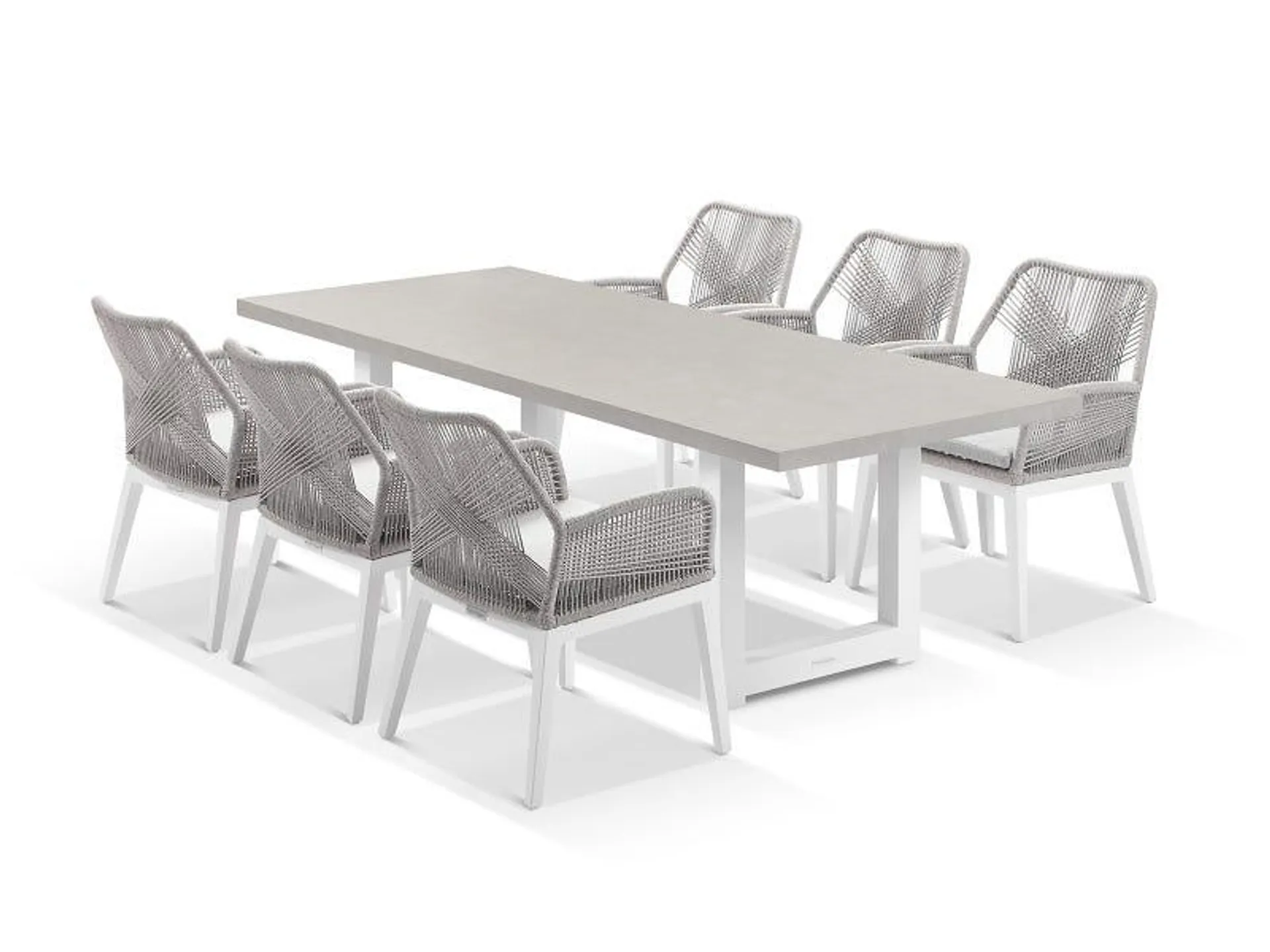 Modena Ceramic Table With Serang Chairs 7pc Outdoor Dining Setting