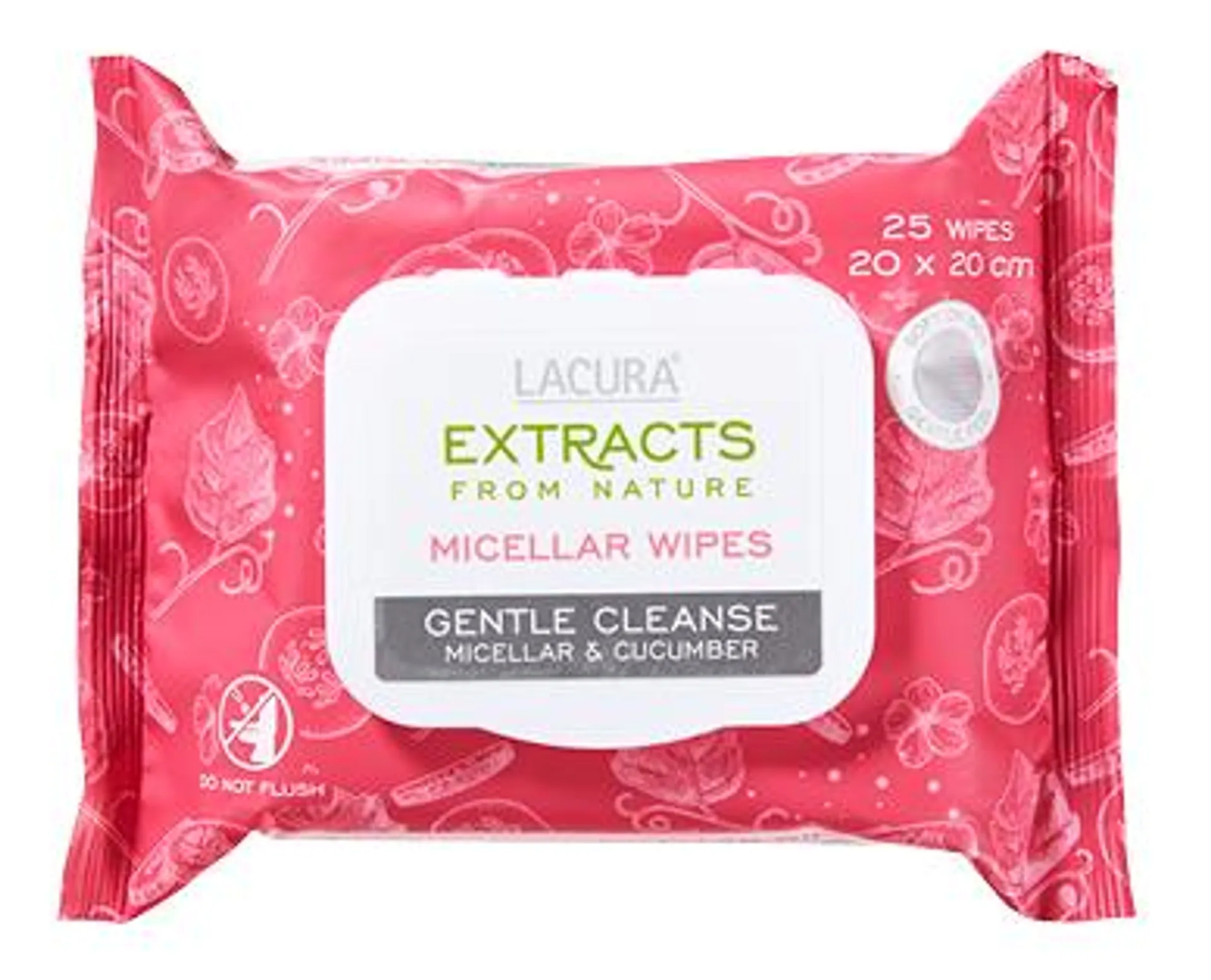 LACURA ® Naturals Premium Cleansing Makeup Wipes 25pk