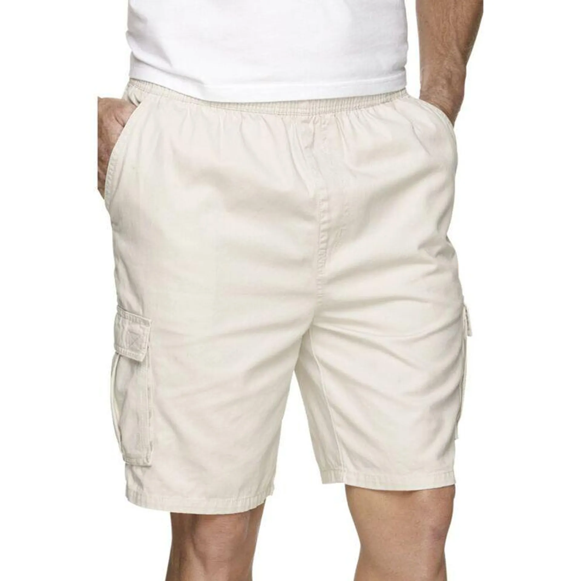 Savane Men's Elastic Waist Cargo Shorts Stone