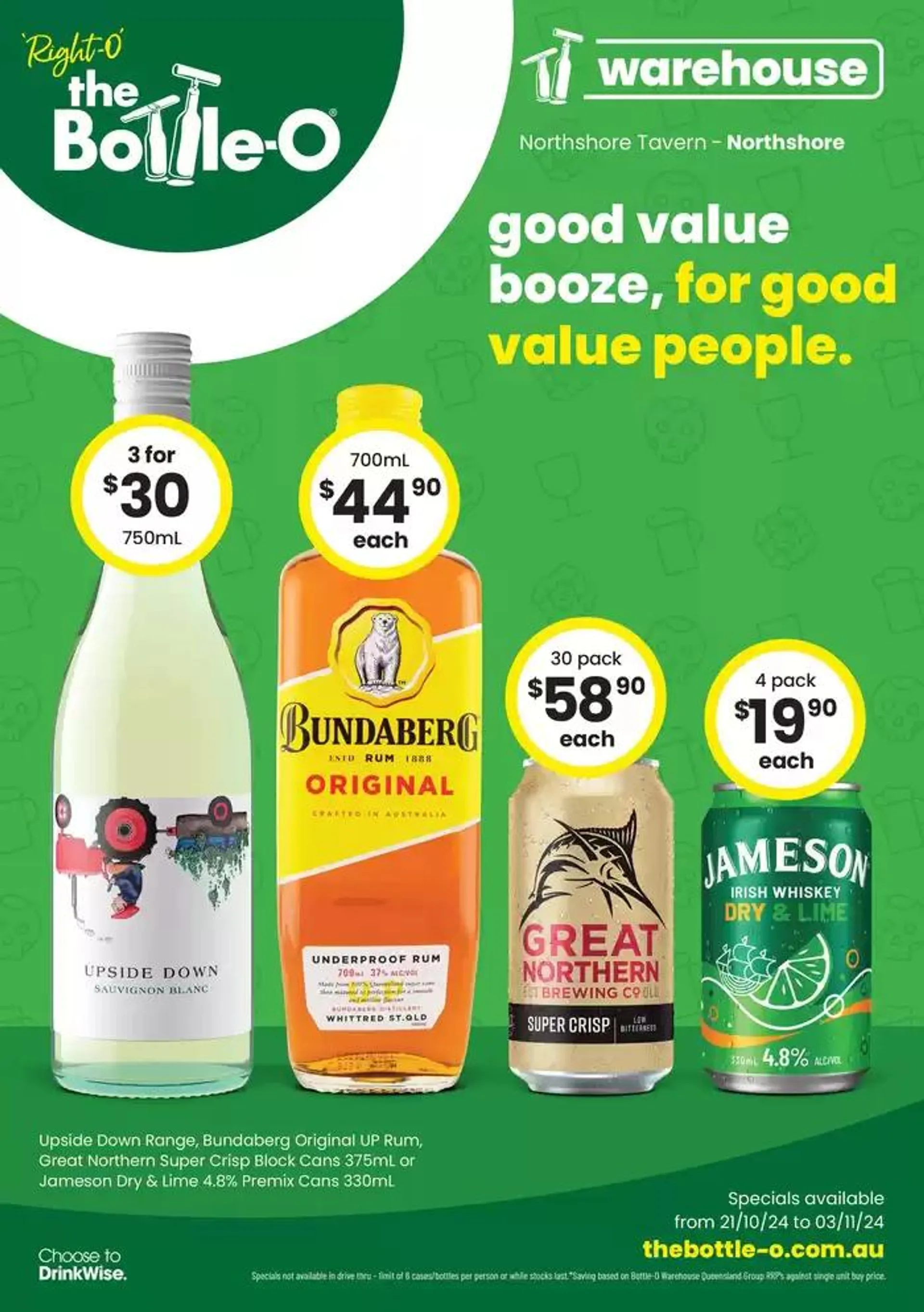 Good Value Booze, For Good Value People. QLD 21/10 - 1