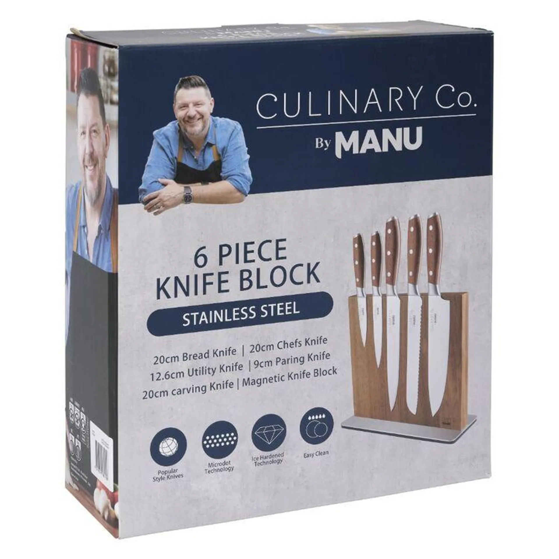 Culinary Co By Manu 6 Piece Kitchen Knife Set Brown & Silver