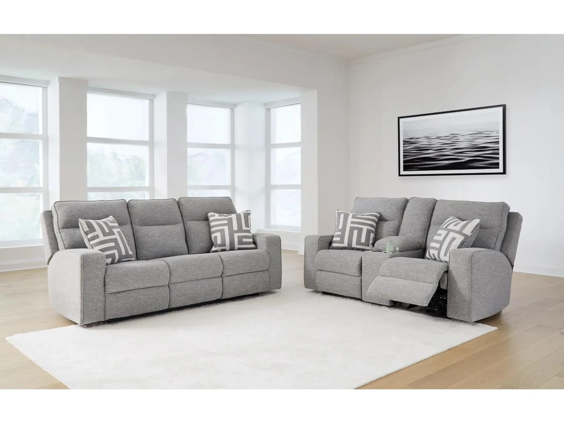 Biscoe Performance Fabric Dual Power Reclining Sofa and Loveseat