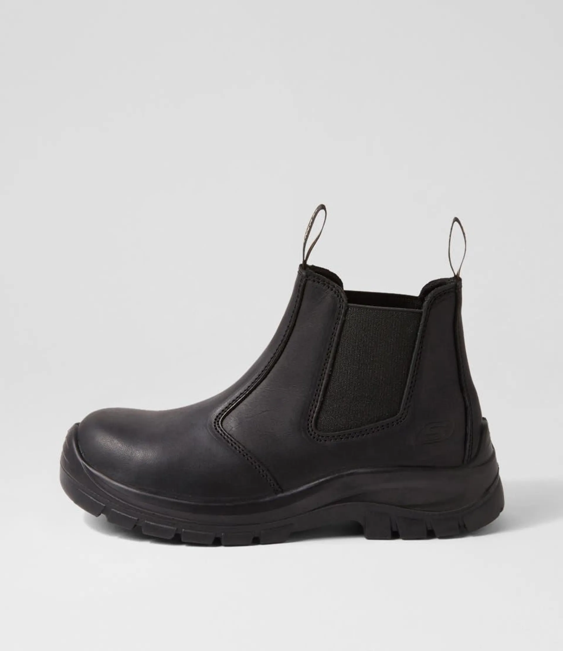 skx work black leather chelsea boots