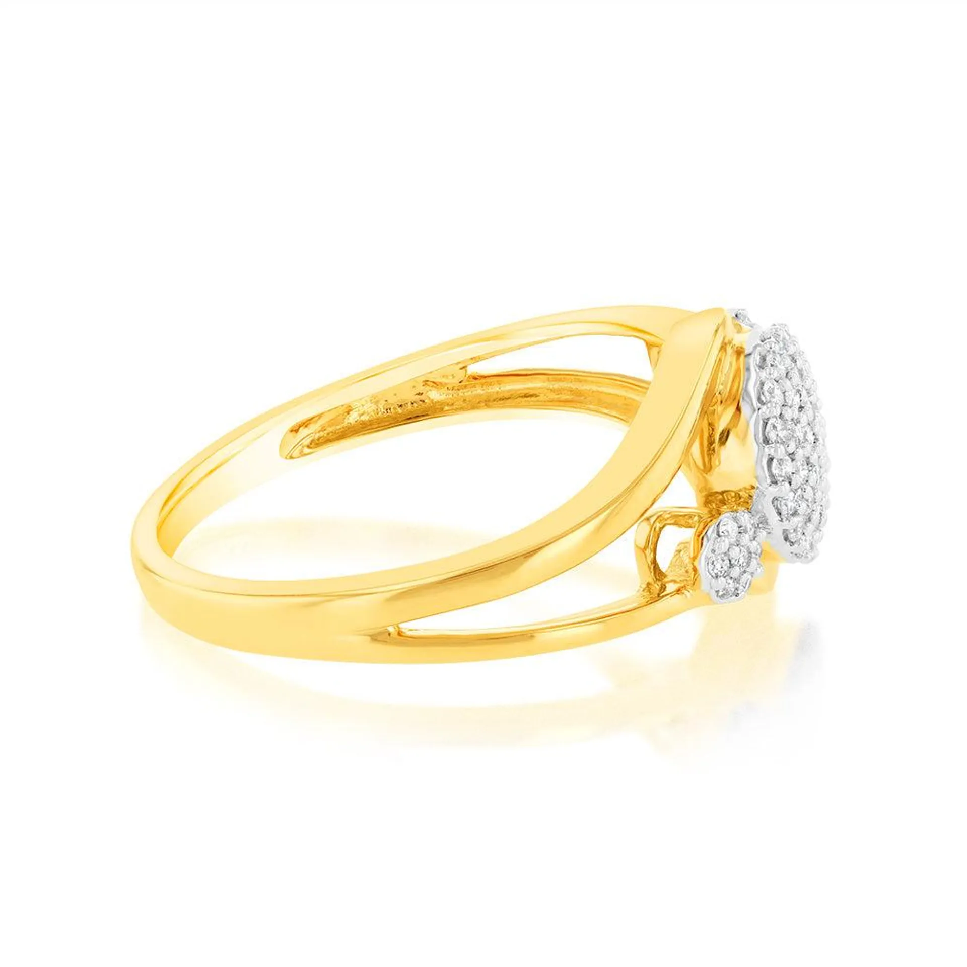 1/6 Carat Diamond Cluster Ring in 9ct Yellow Gold