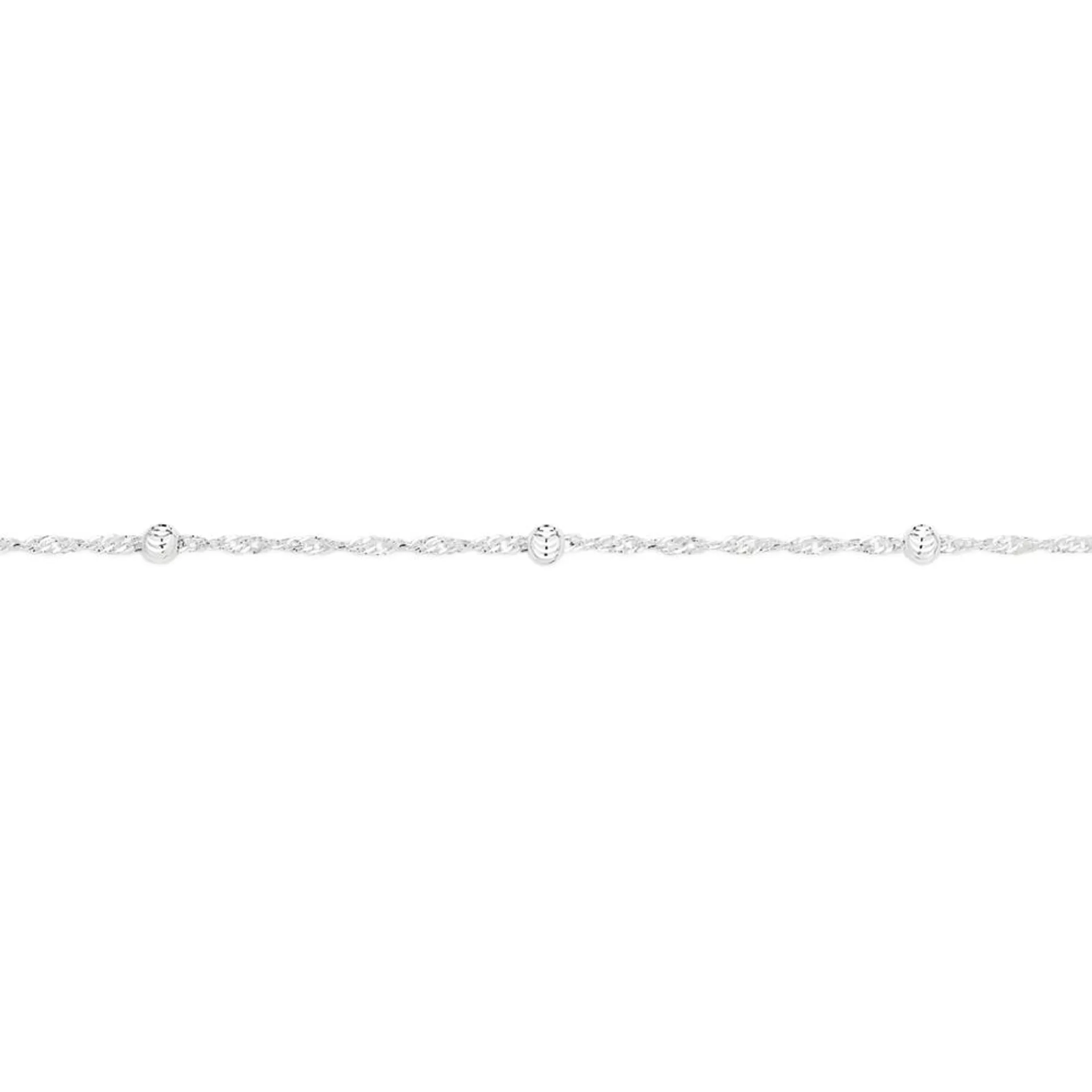 Silver 19cm Twist Ball & Chain Bracelet