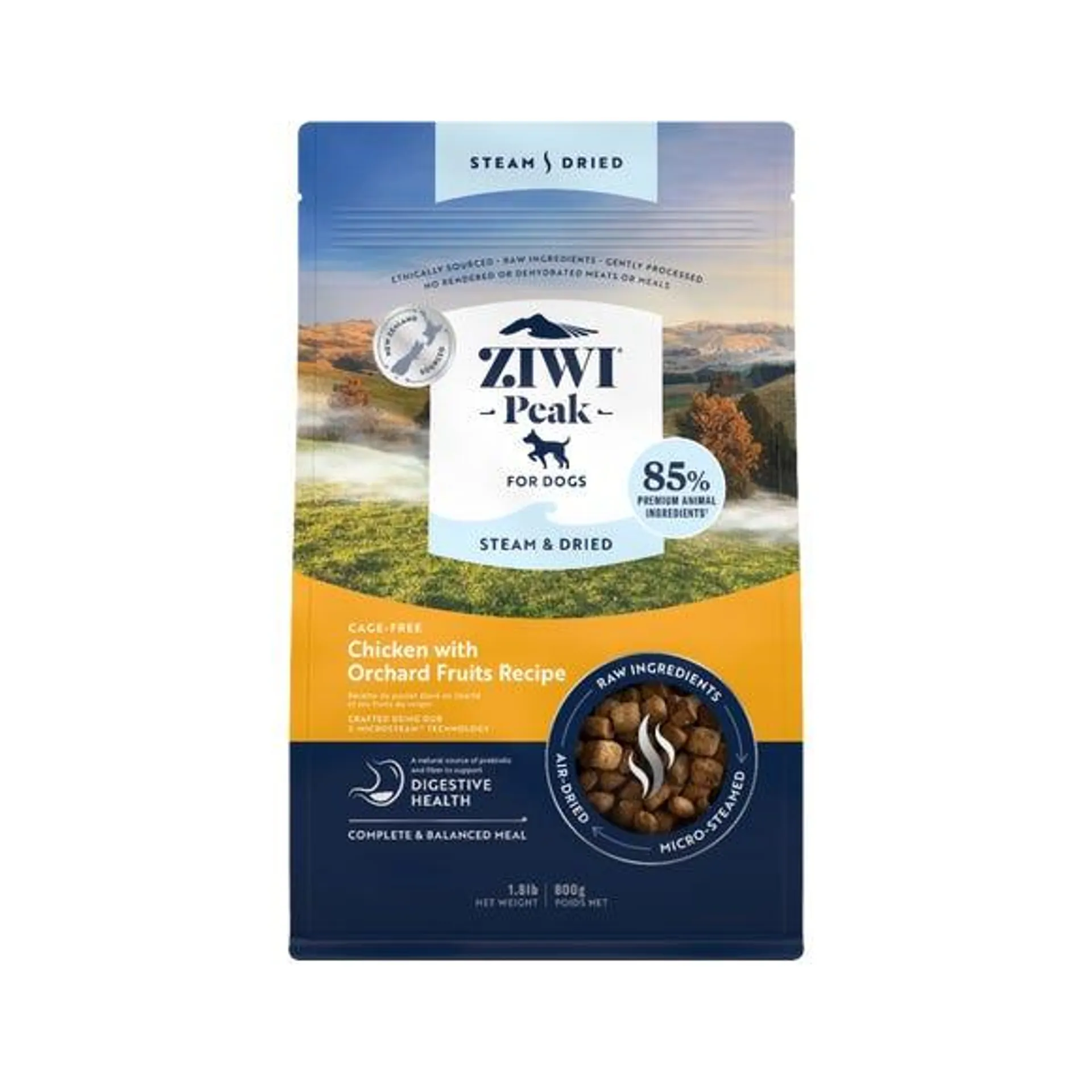 800g Ziwi Peak Steam & Dried Dog Cage-free Chicken with Orchard Fruits