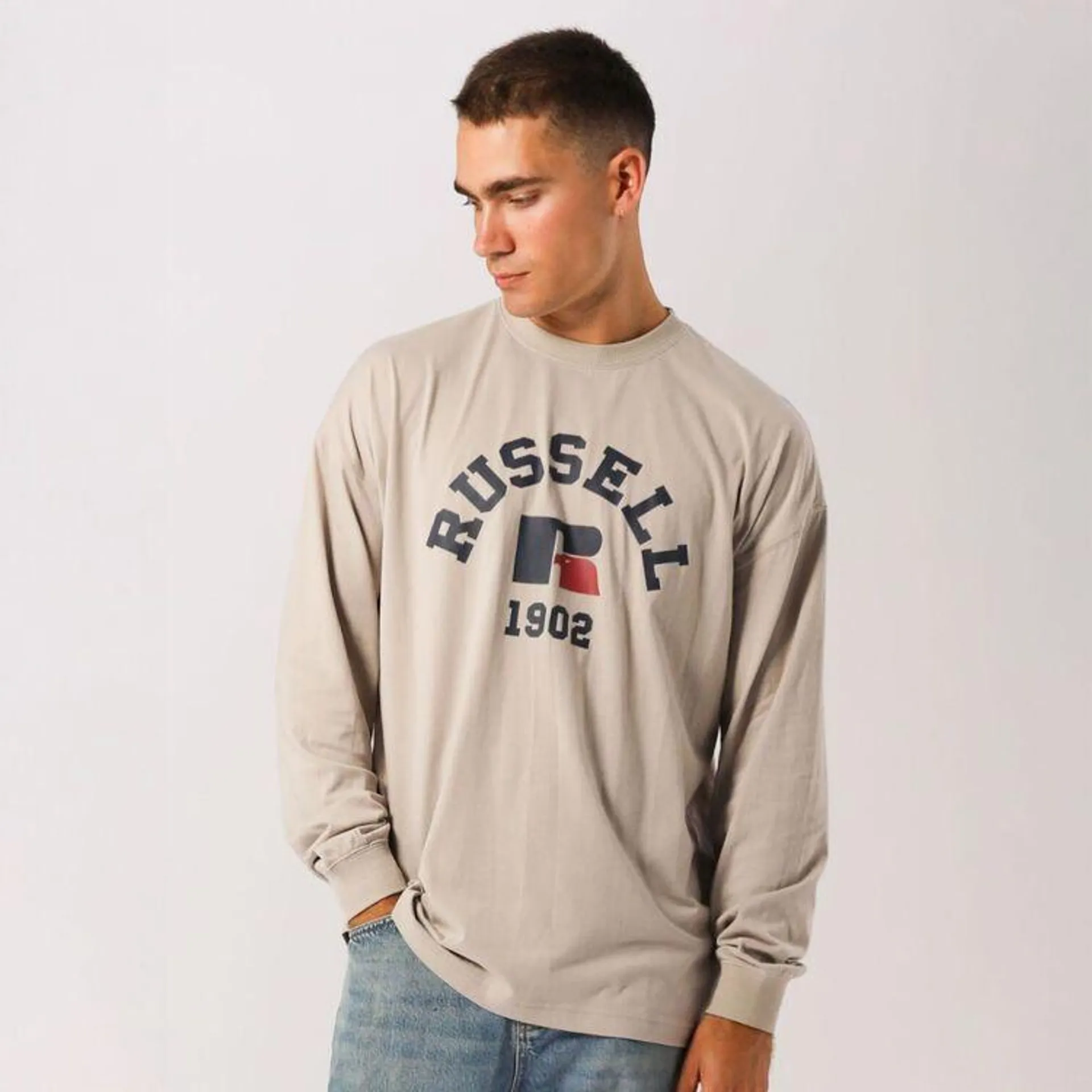 Russell Athletic Men's Perspective Long Sleeve Tee Cream