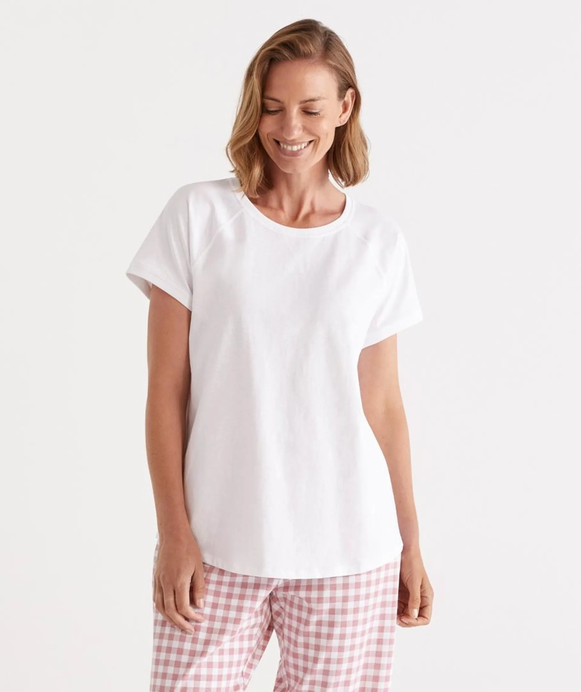 Australian Cotton Short Sleeve Contrast Pyjama Top