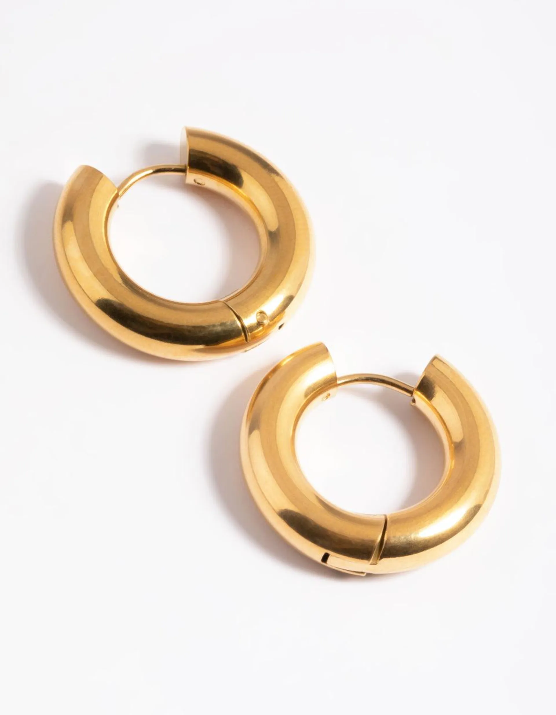 Gold Plated Stainless Steel Chunky Medium Hoop Earrings