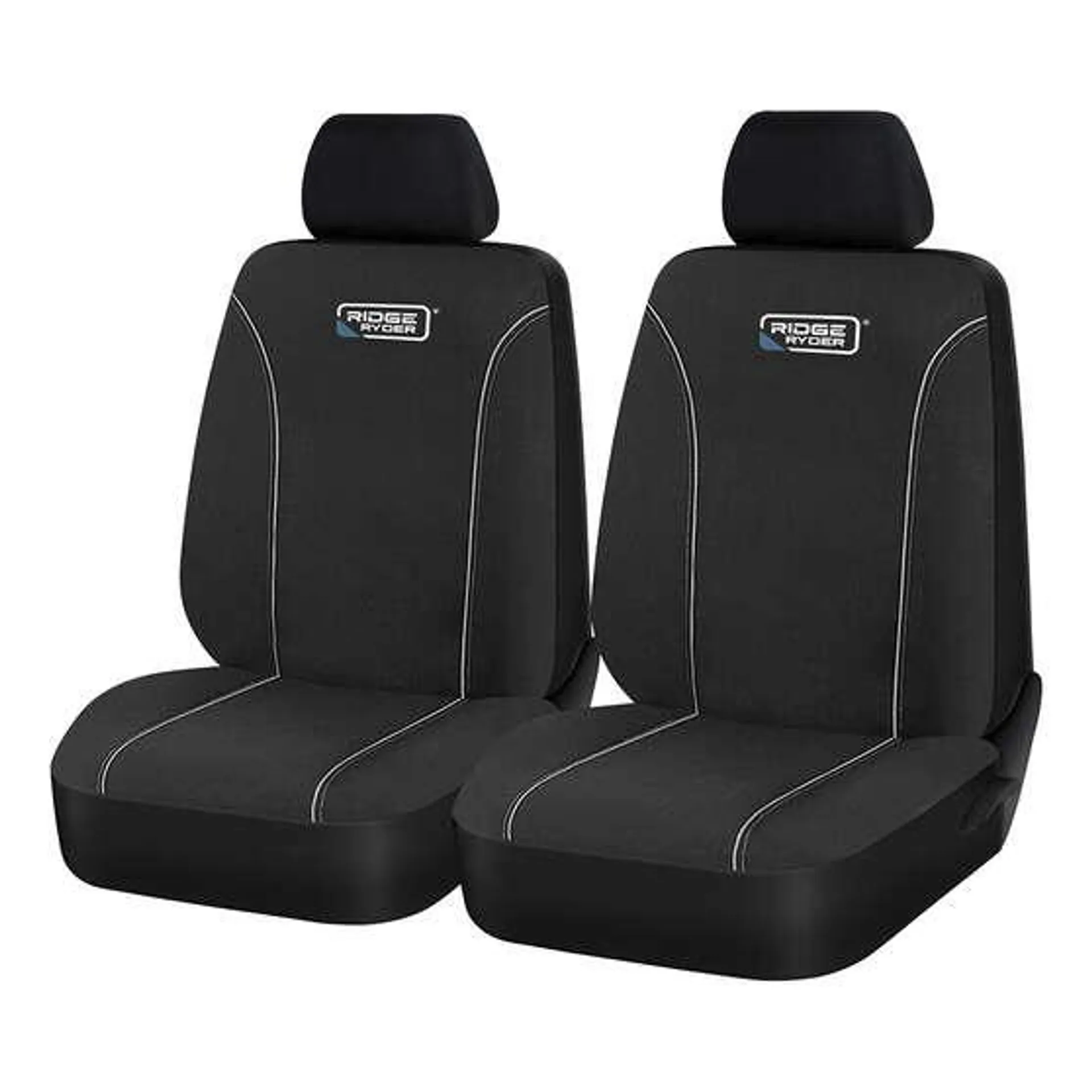 Ridge Ryder Canvas Seat Covers Black/Grey Piping Adjustable Headrests Airbag Compatible 30SAB