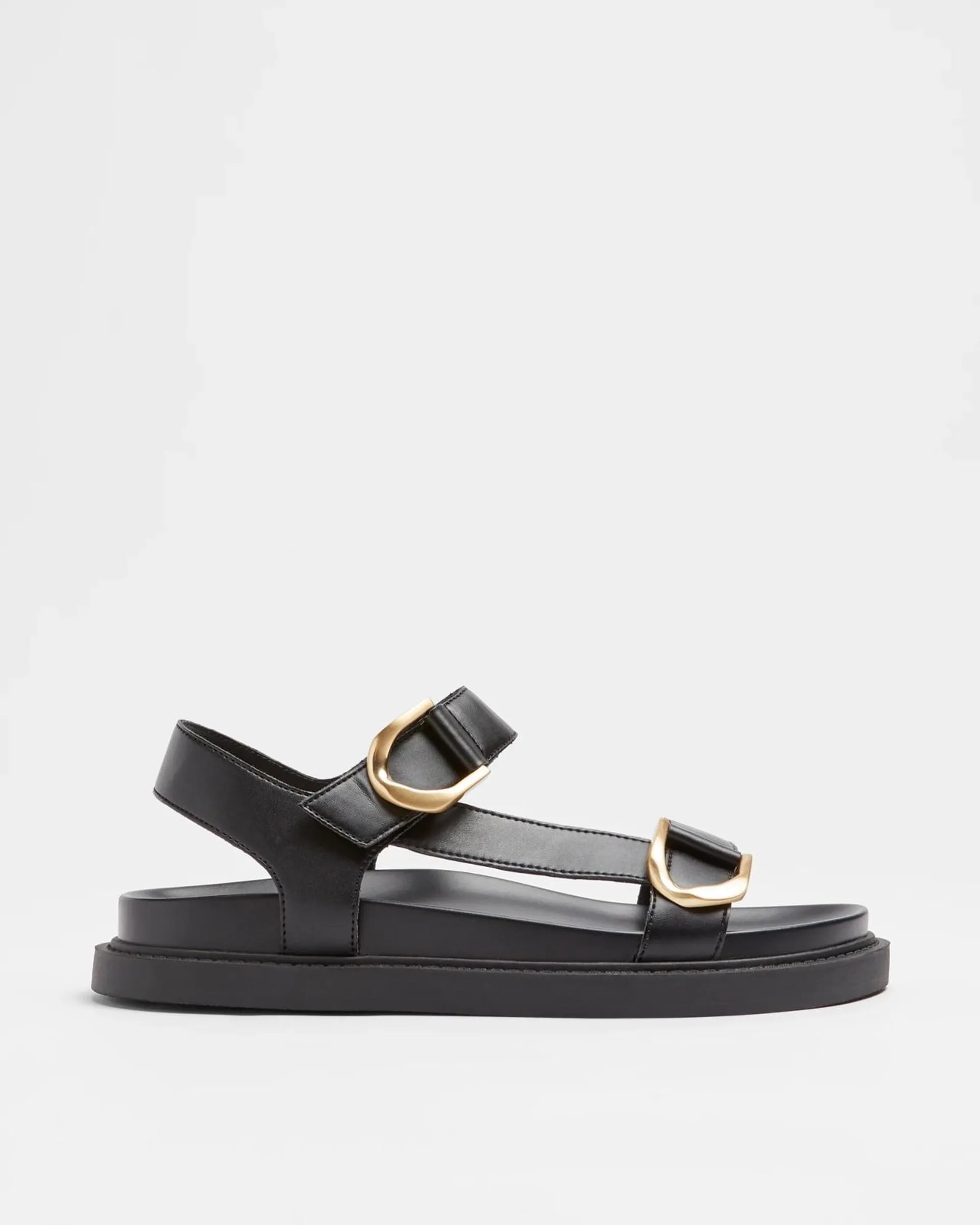 Womens Chunky Buckle Moulded Slide - Maxine - Black