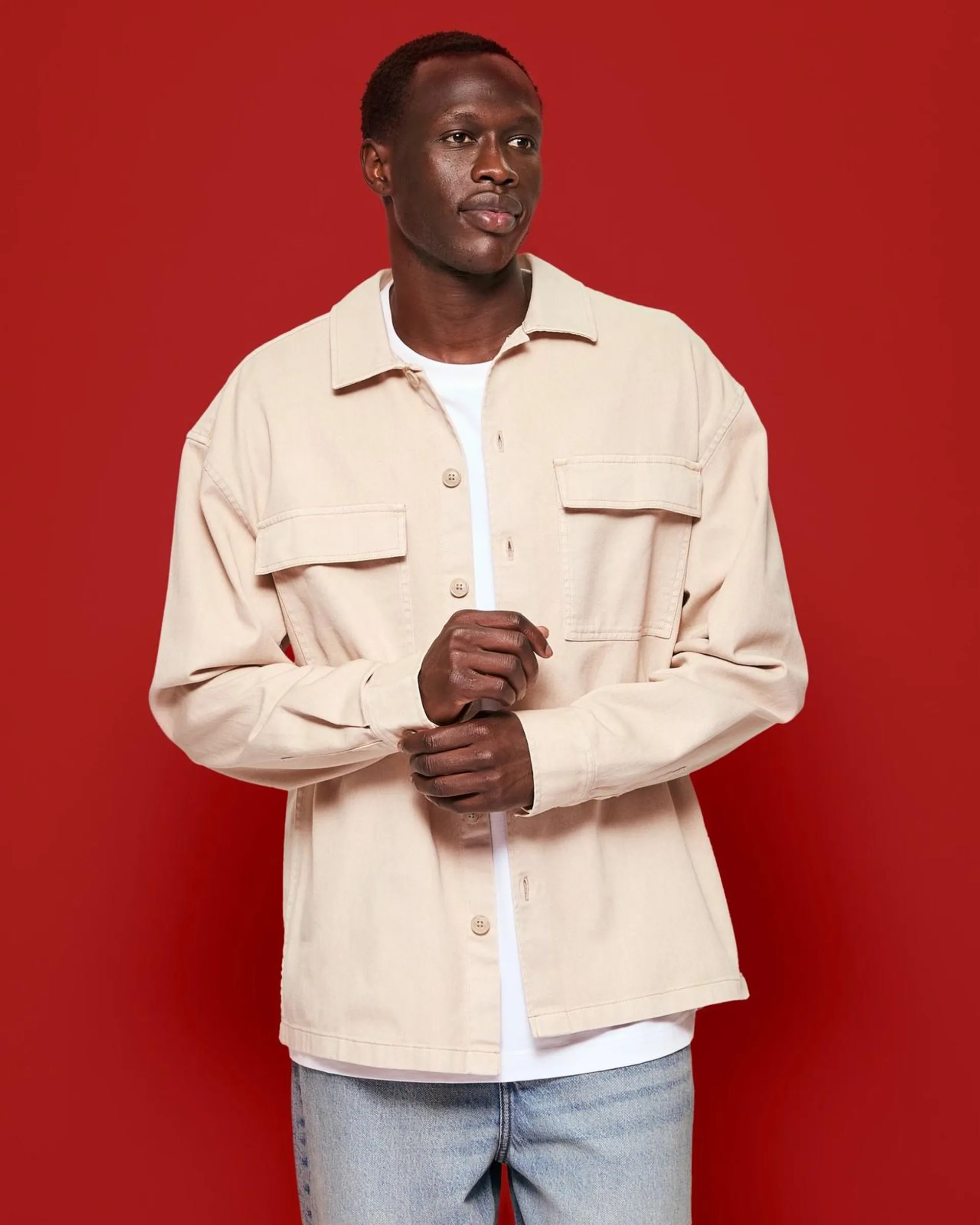 Oversized Long Sleeve Garment Dye Twill Shacket - Commons - Otter