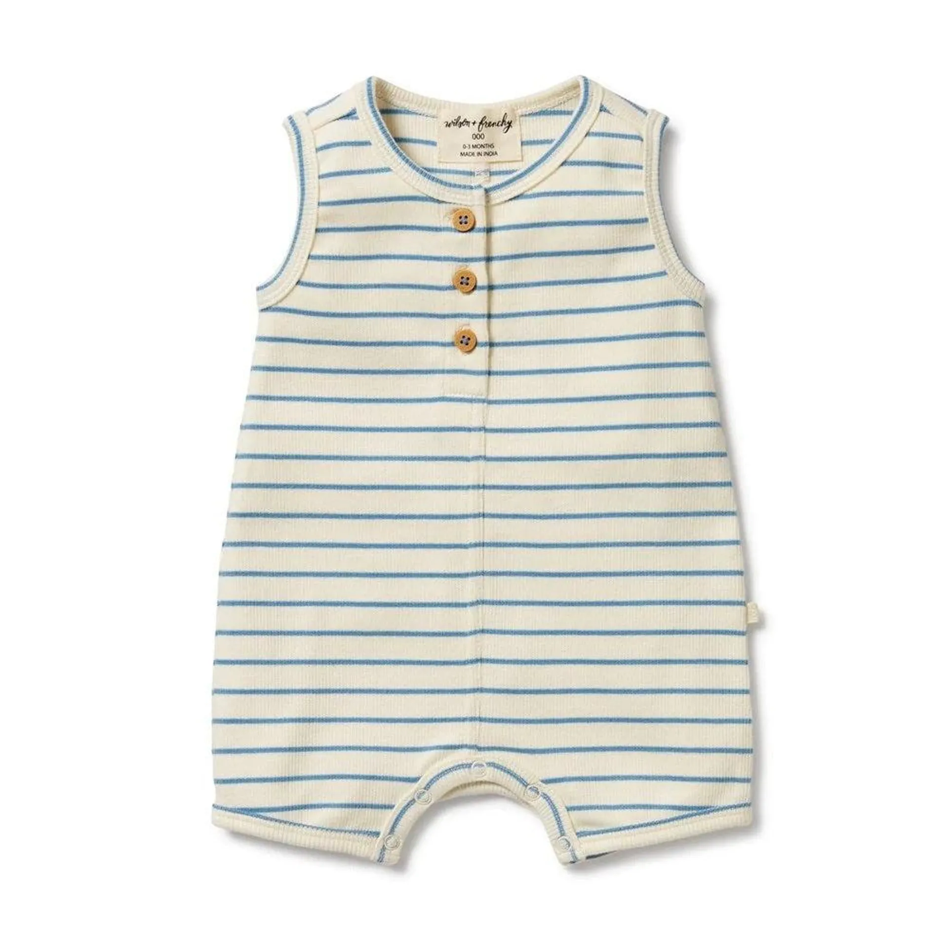 Wilson & Frenchy Petit Blue Organic Henley Growsuit