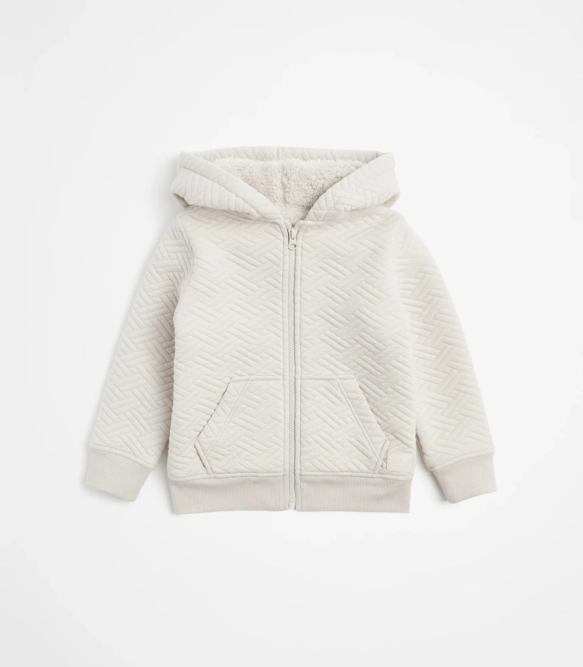 Stitched Zip Thru Hoodie - Cream