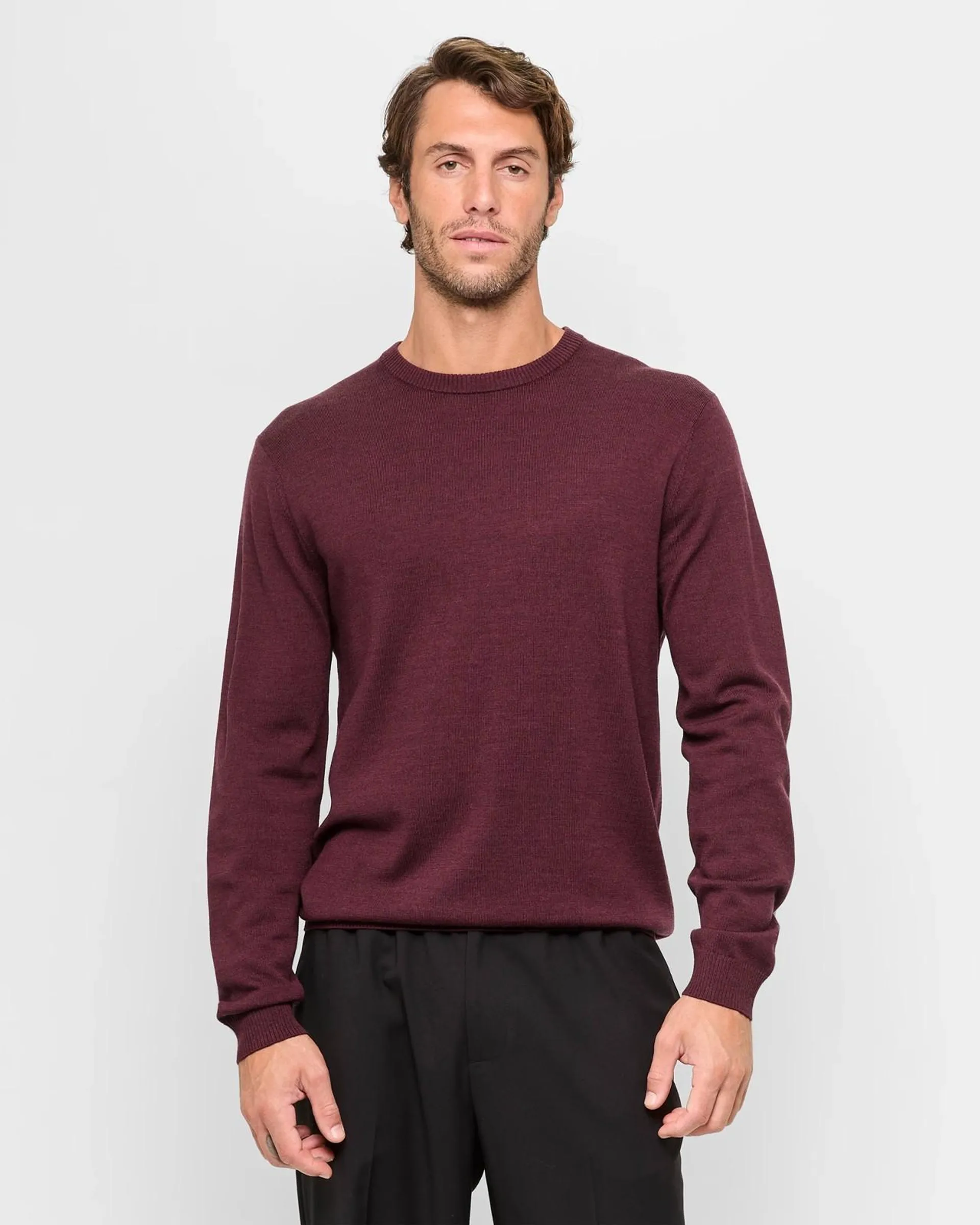 Merino Crew Neck Jumper - Preview - Fudge Melange