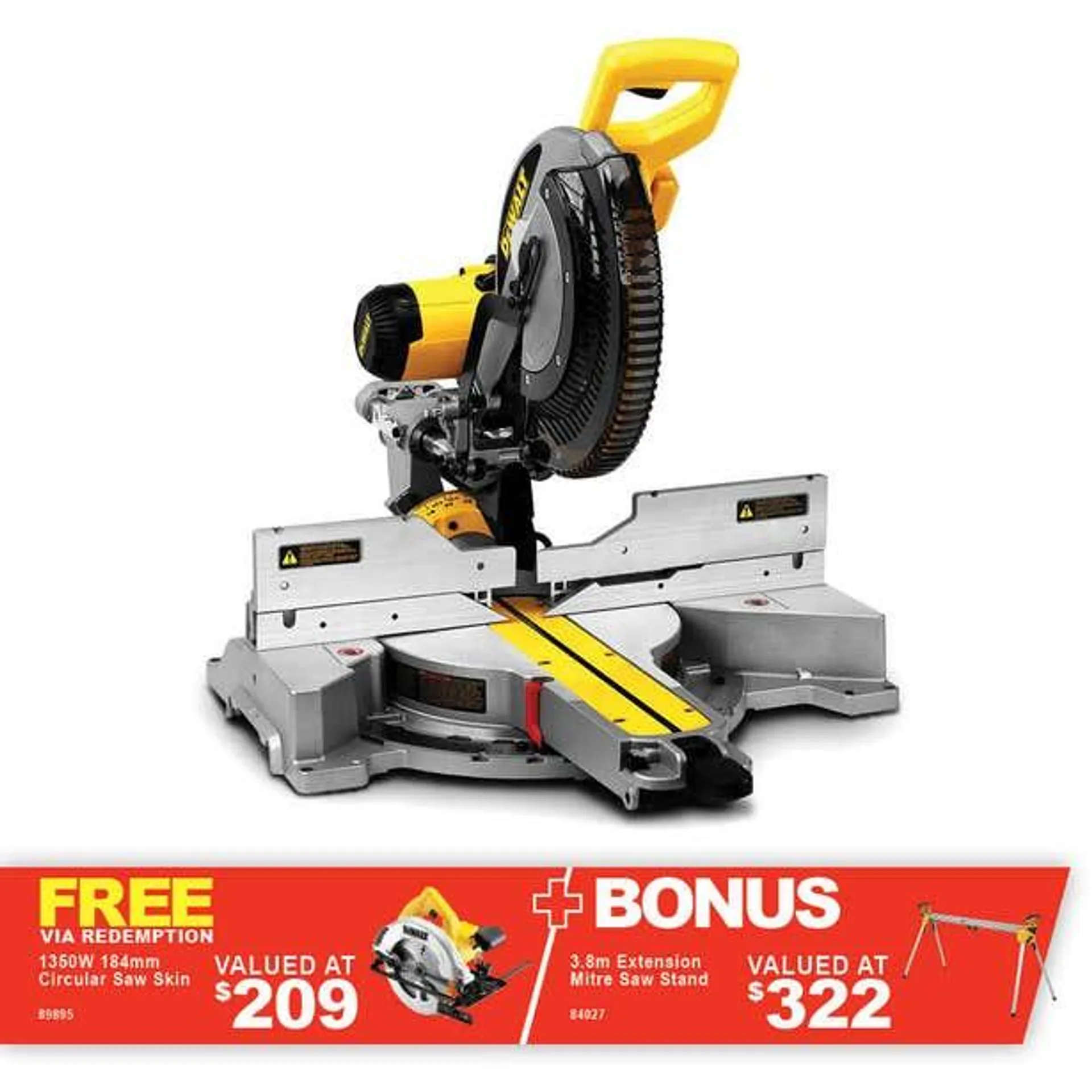 DEWALT 1675W 305mm Sliding Compound Mitre Saw DWS780-XE