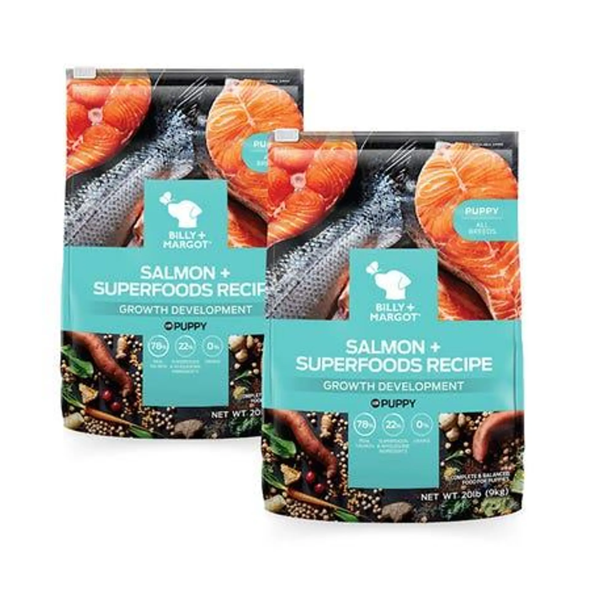 Billy & Margot Salmon Superfood Puppy Food 9kgx2