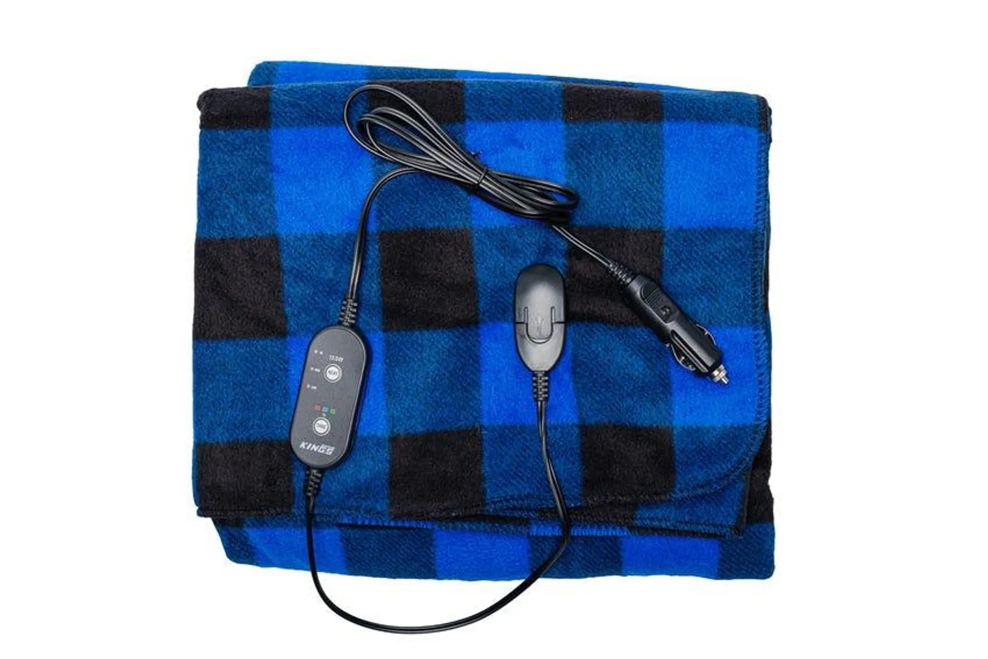 Kings 12V Heated Blanket | 140cm x 100cm | Adjustable Power & Timer | Machine Washable | 1.5m 12v Power Cord