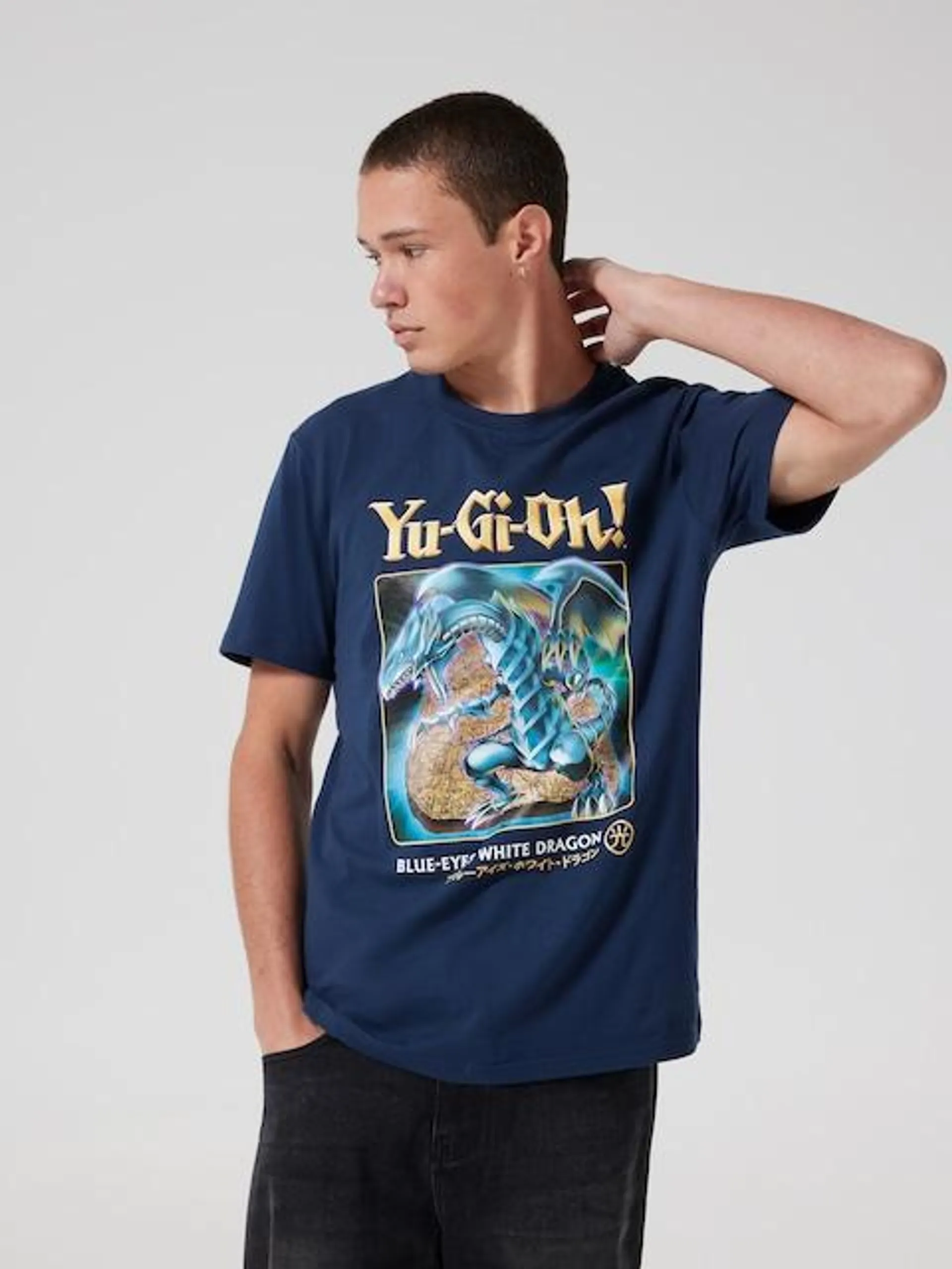 Navy Yugioh Blue Eyes Short Sleeve Tee