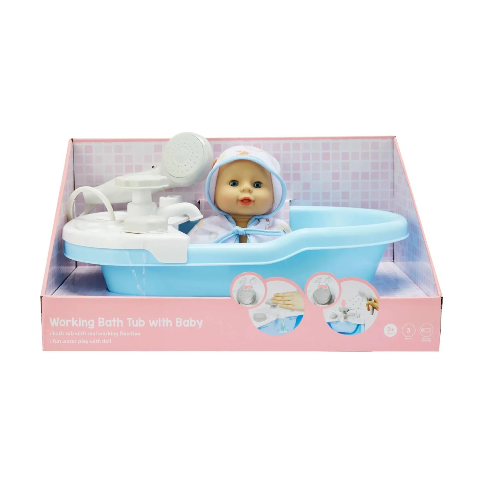 Working Bath Tub with Baby Doll - Anko