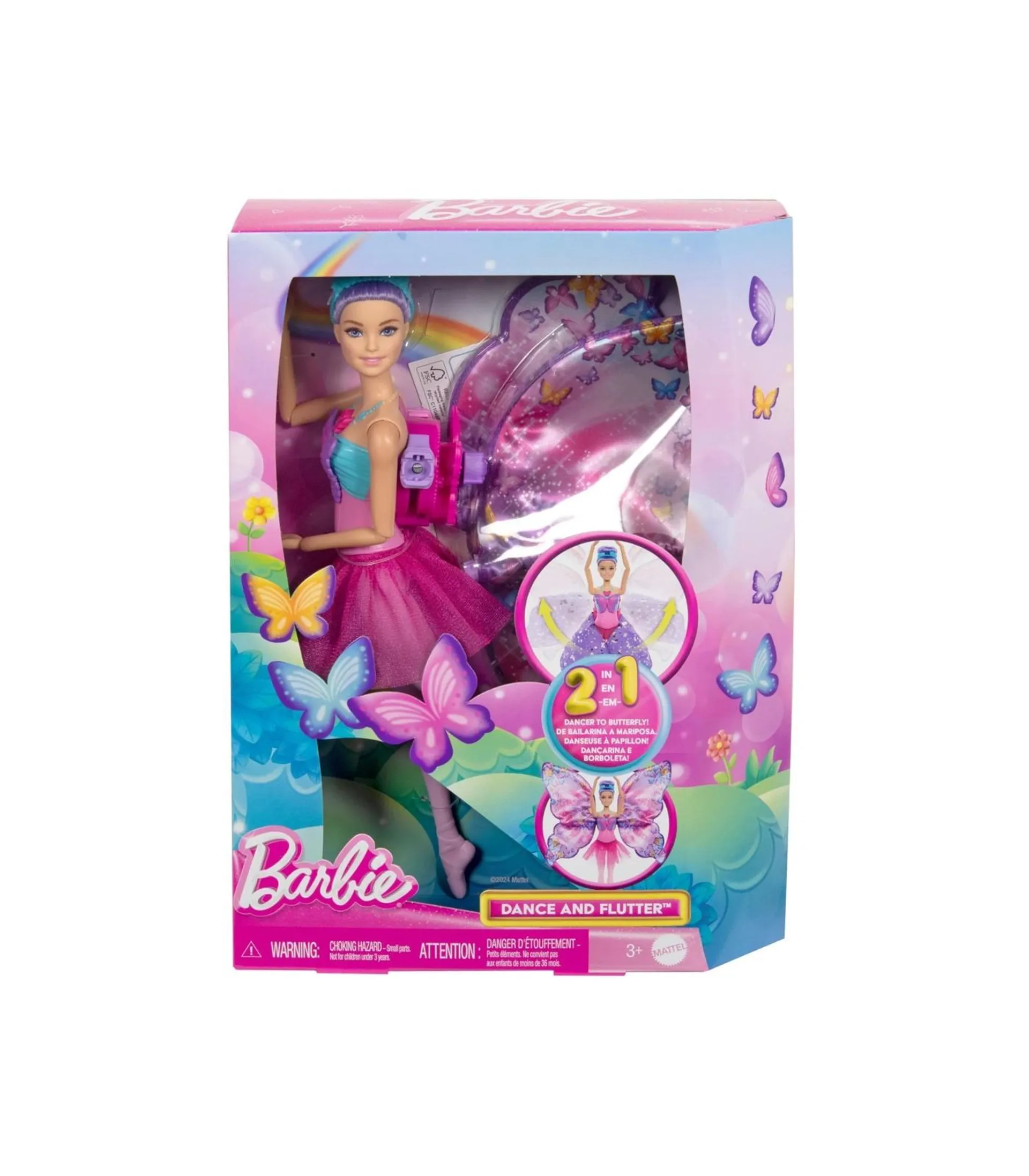 Barbie Dance and Flutter Doll with 2-in-1 Transformation from Dancer to Butterfly