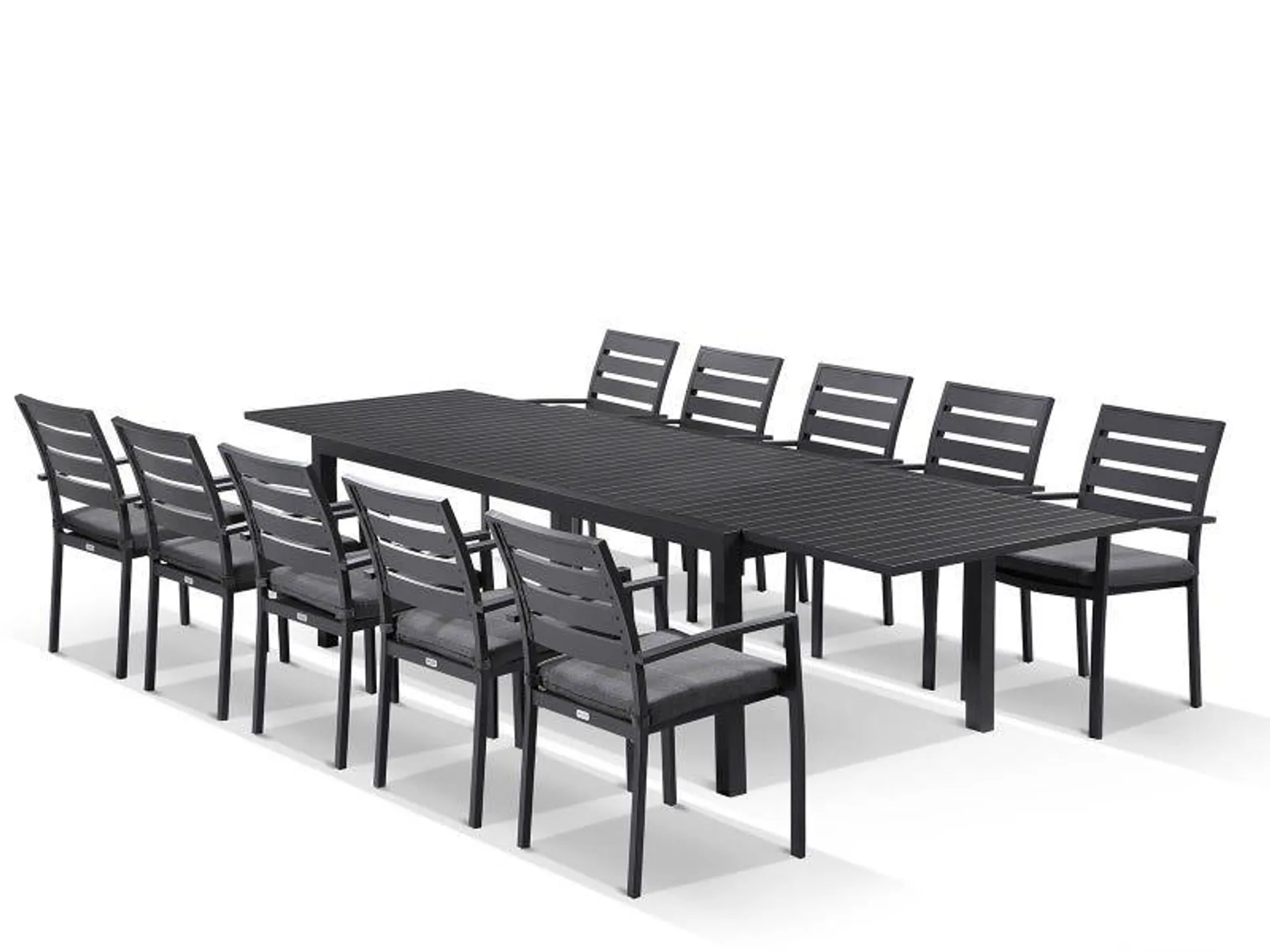 Bronte Extension table with Twain Chairs 11pc Outdoor Dining Setting