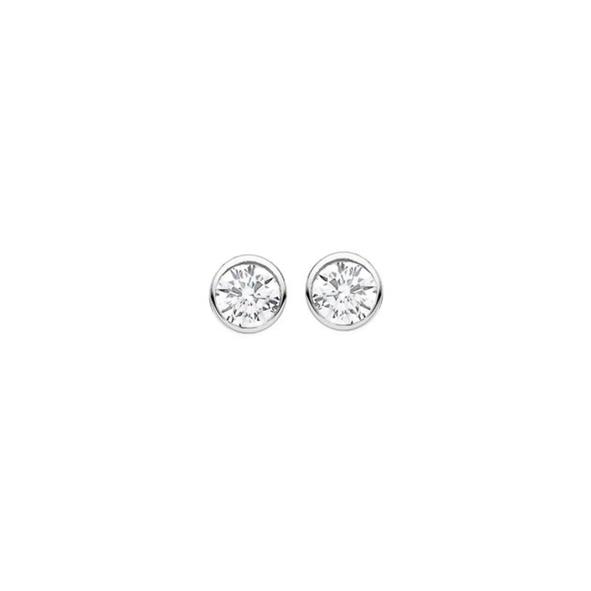 Silver 5mm CZ Bezel with Heart Detail Studs