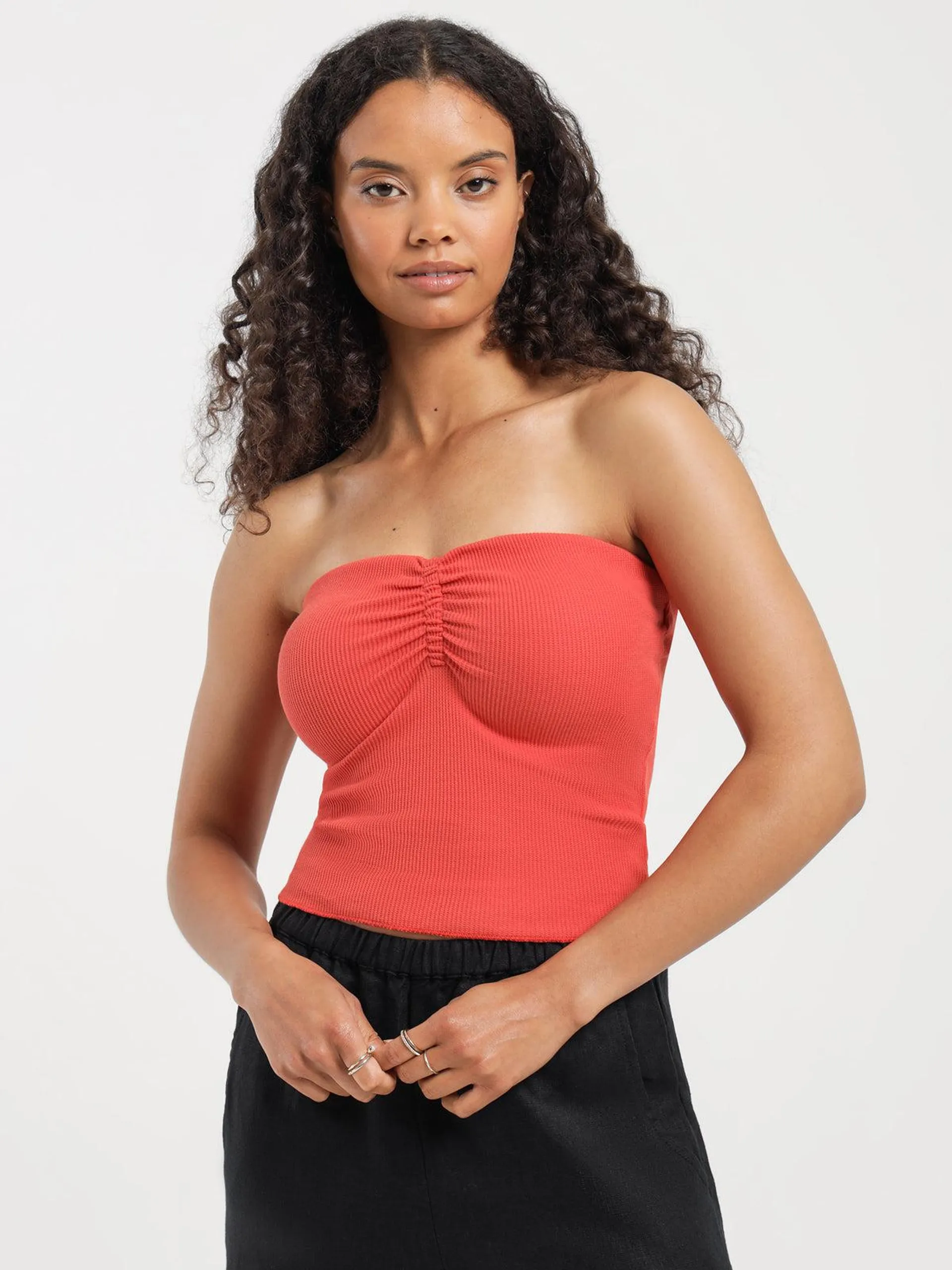 Desi Waffle Bodice in Coral