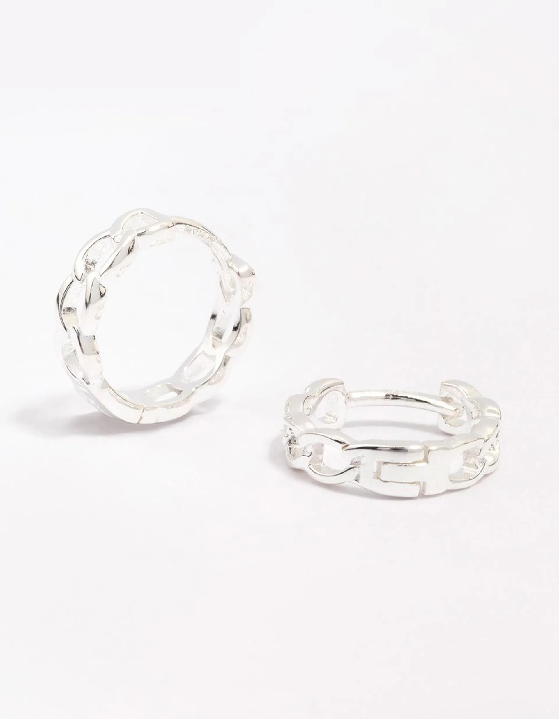 Sterling Silver Textured Huggie Hoop Earrings