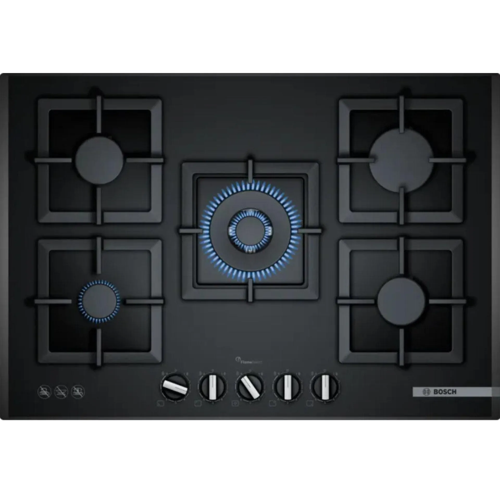 Bosch 75cm Series 6 Tempered Glass Black Gas Cooktop PPQ7A6B21A