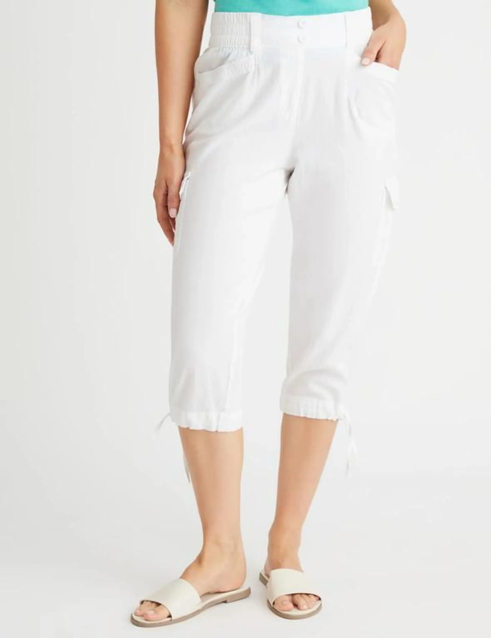 Millers Crop Length Cotton Washer Pull On Pant With Drawcord Hem Detail