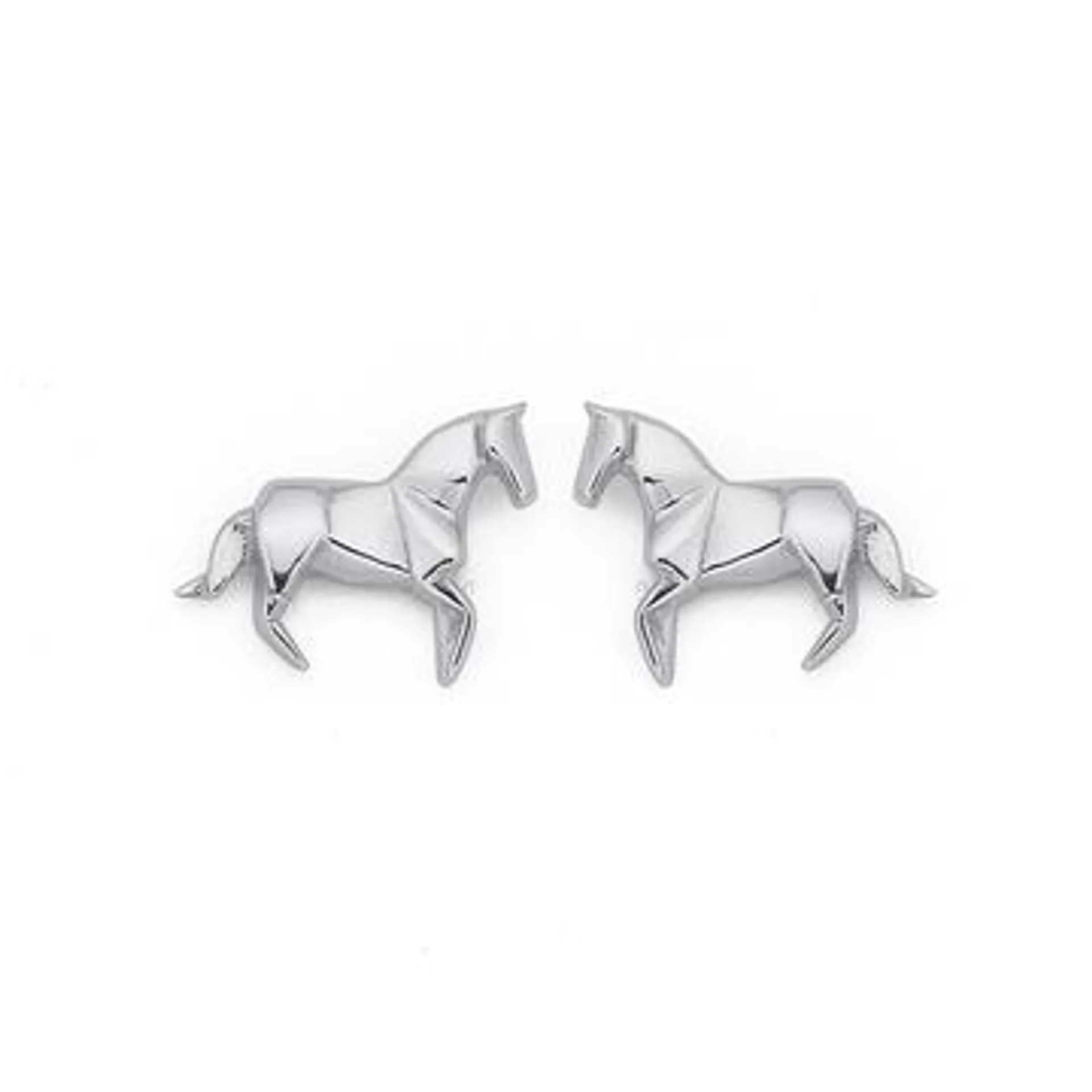 Silver Origami Horse Studs