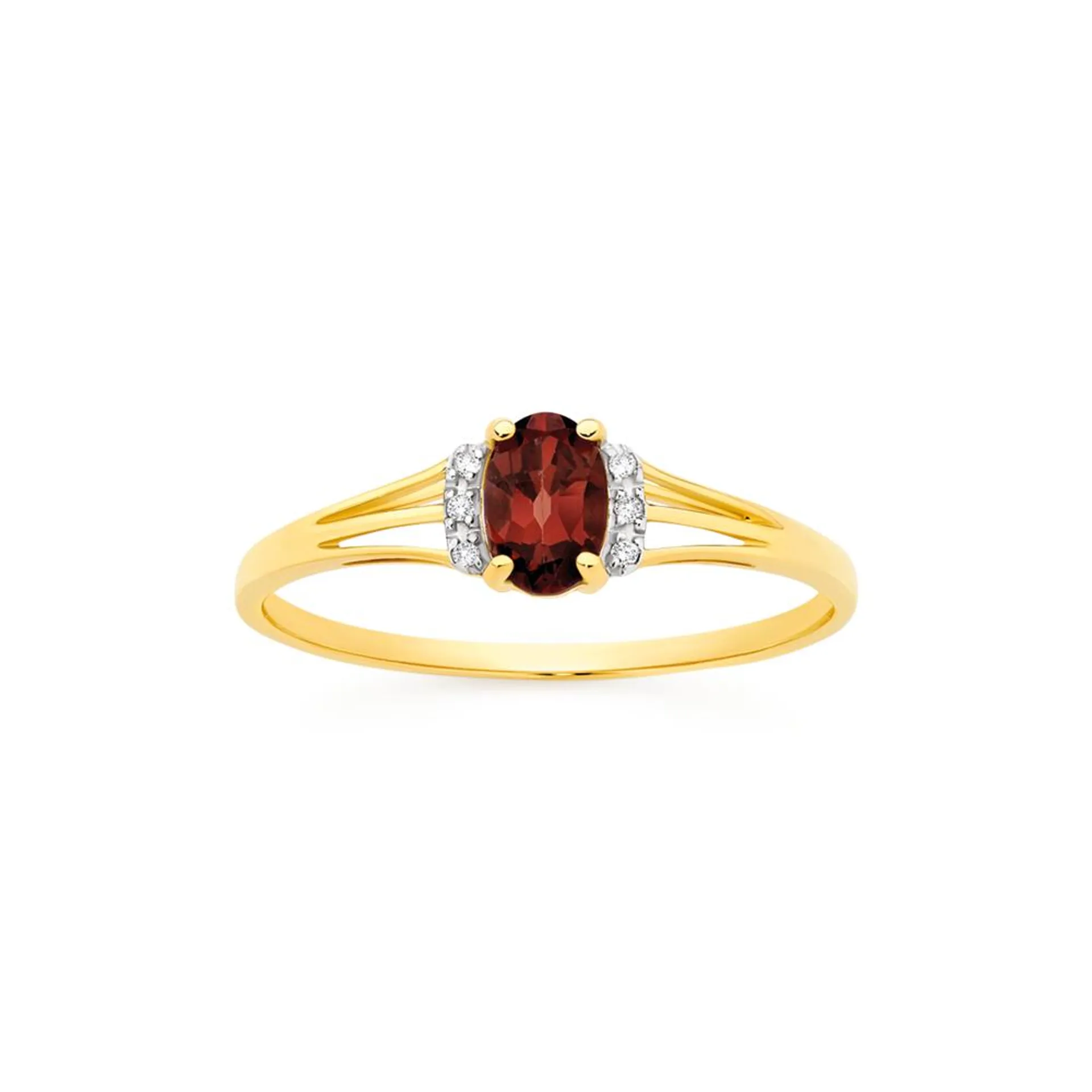 9ct Gold Garnet & Diamond Ring