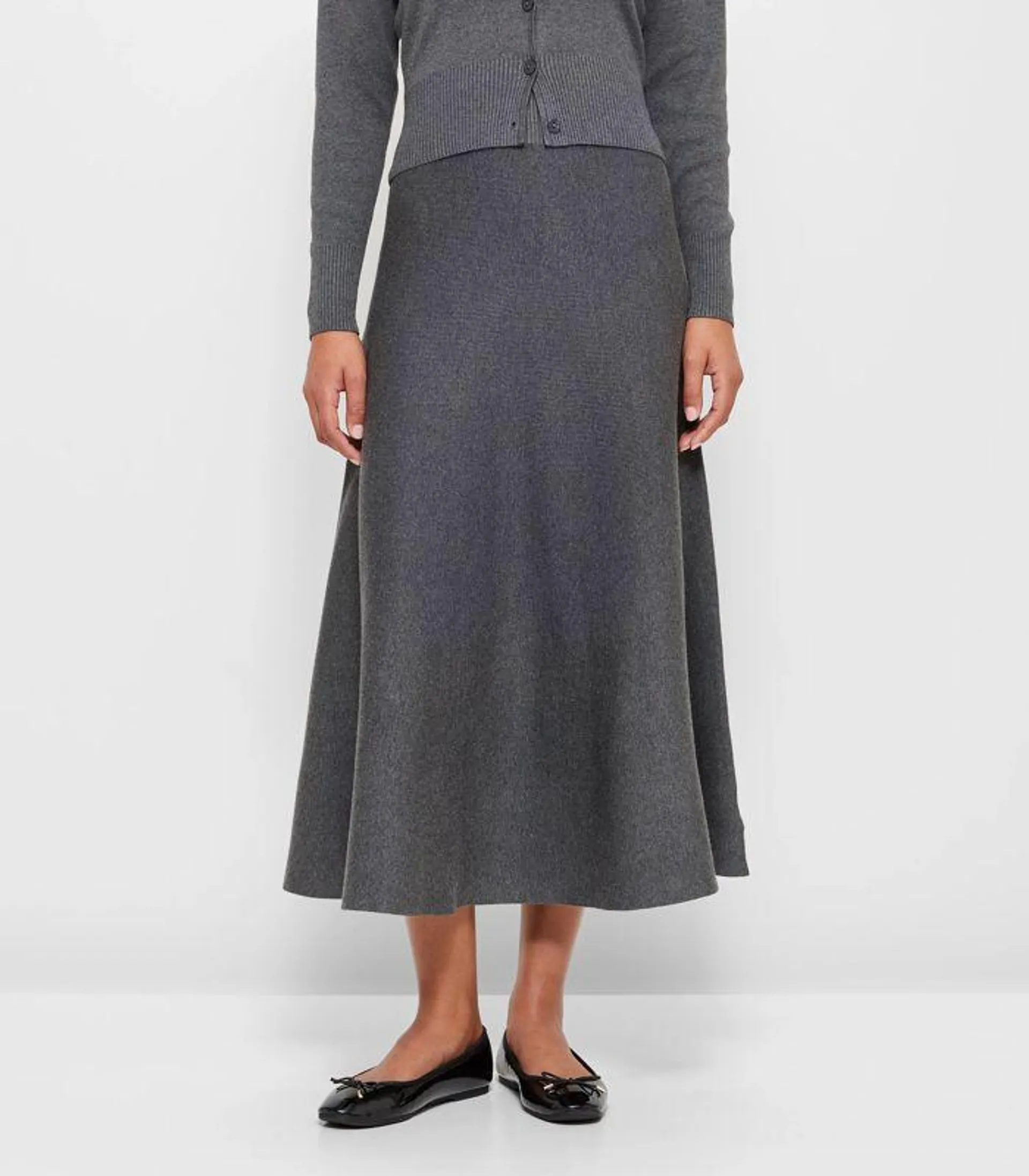 Knit Midi Skirt - Preview - Grey Marle