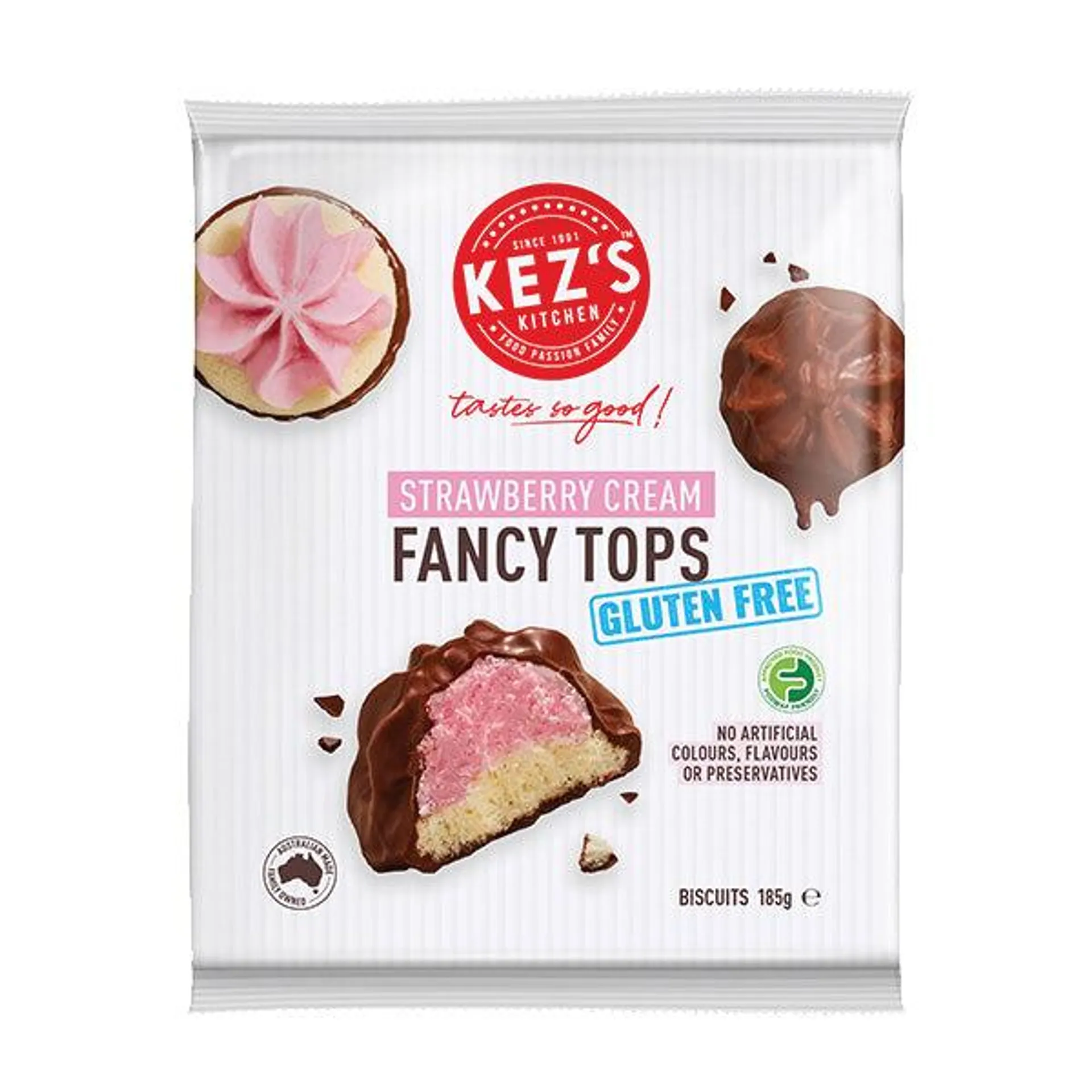 Kez's Kitchen Gluten Free Strawberry Cream Fancy Tops 185g