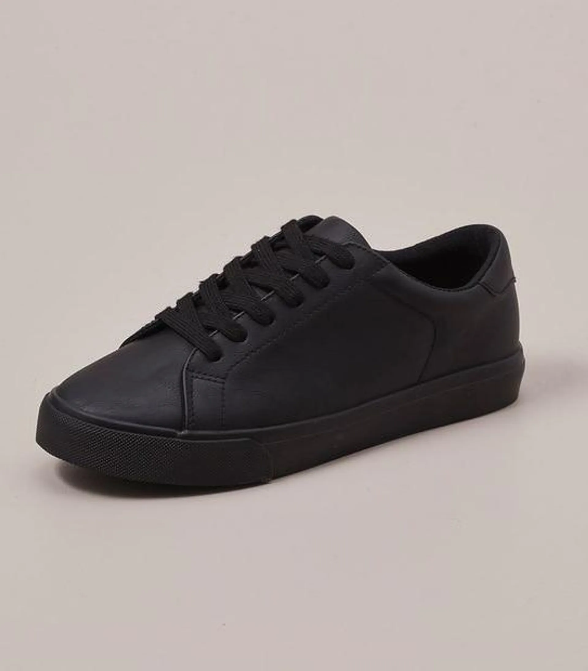 Kids Senior PU Sneakers - Black