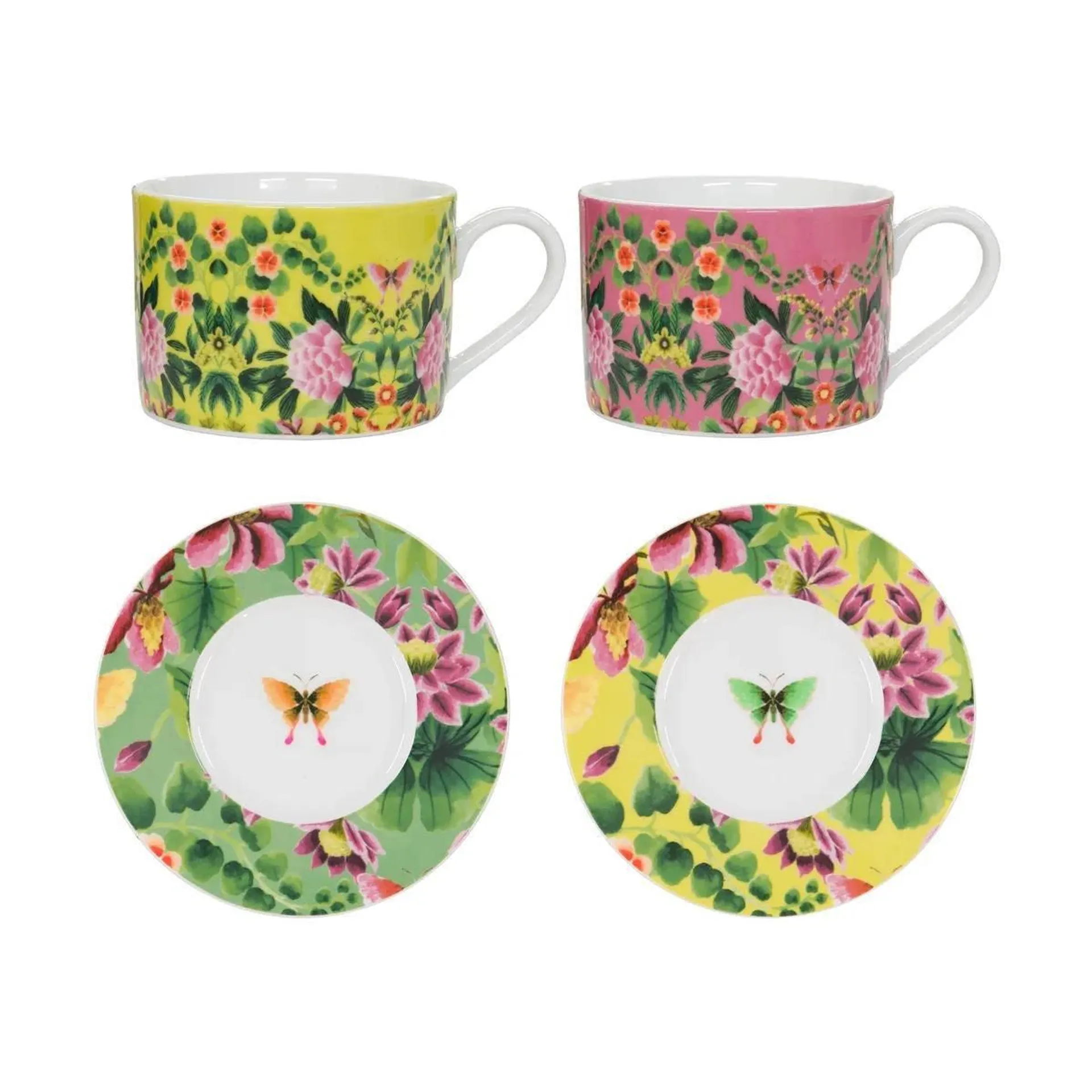 Designers Guild Ikebana Damask Teacup and Saucer (Set of 2)