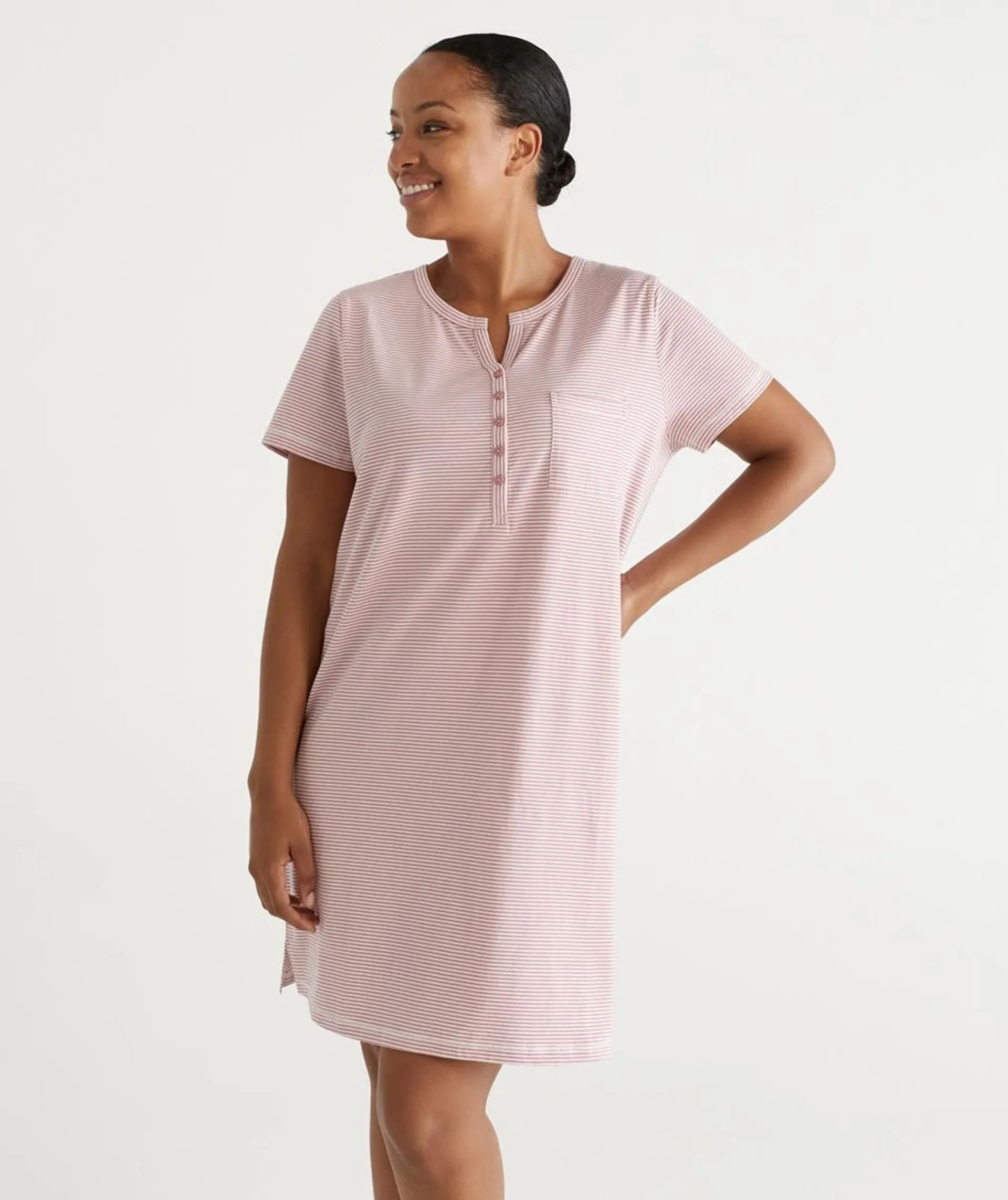 Australian Cotton Stripe Henley Nightie