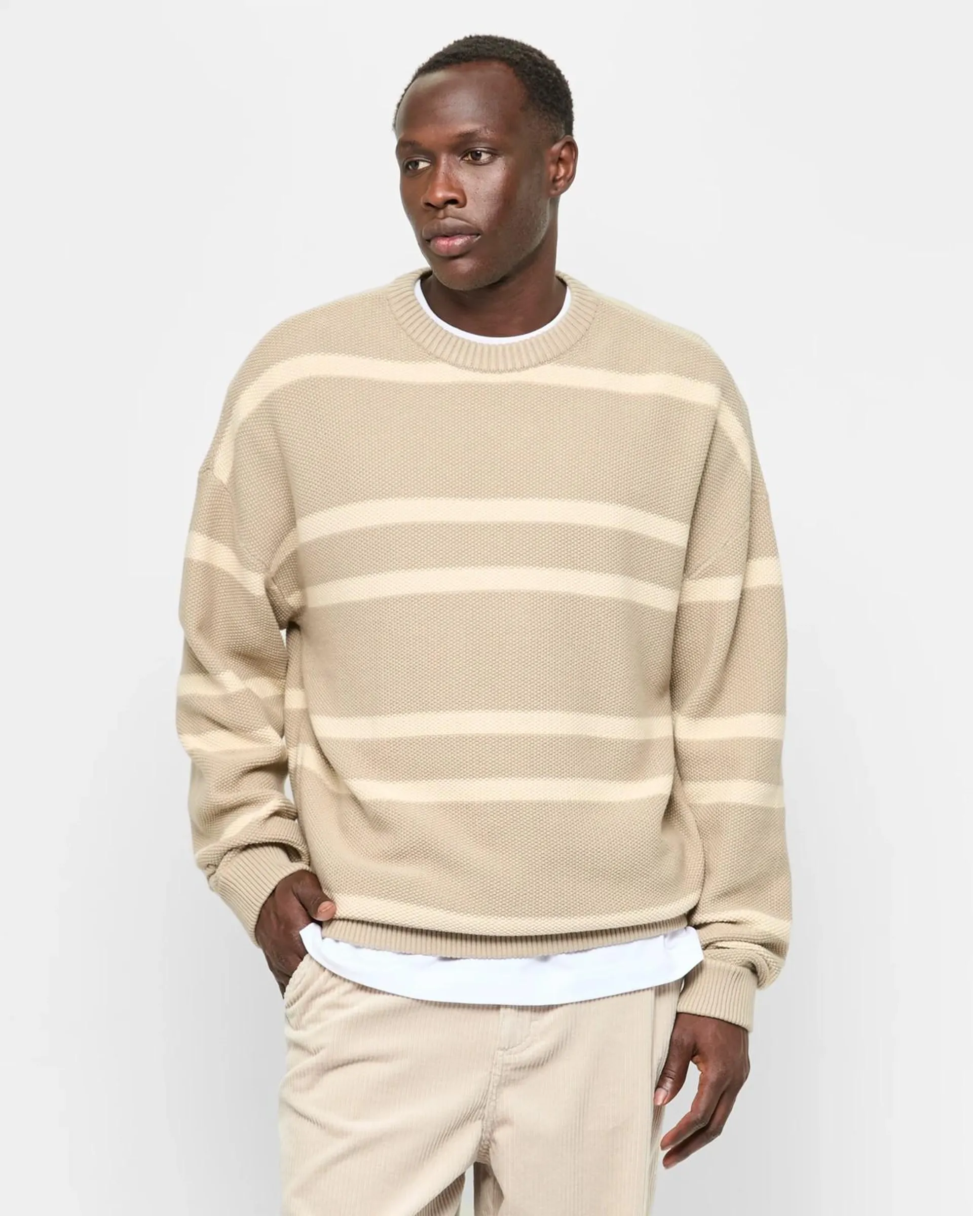 Australian Cotton Stripe Knit Jumper - Commons - Cream