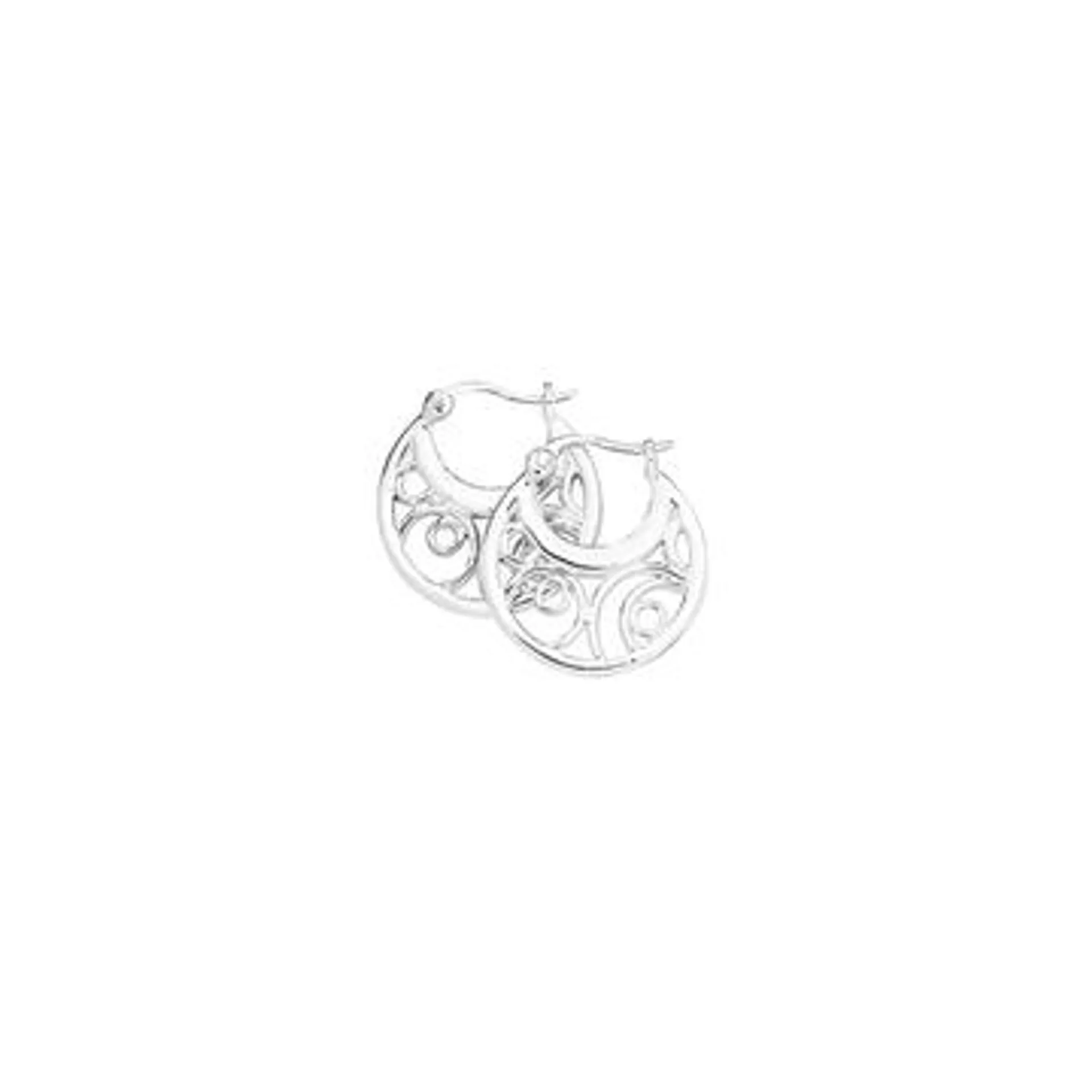 Silver Scroll Filigree Creole Hoop Earrings