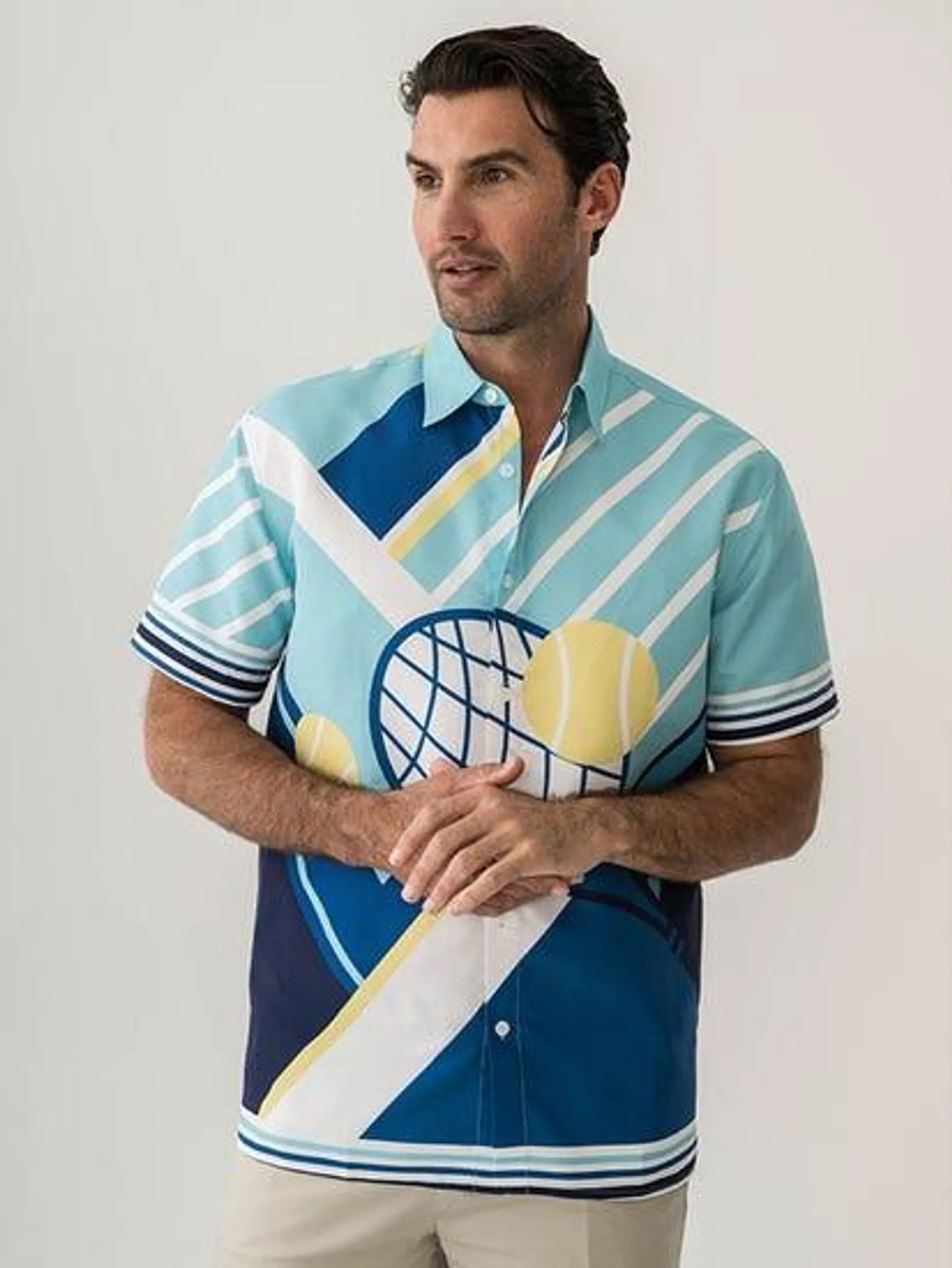 Lowes Short Sleeve Event Shirt Tennis Print
